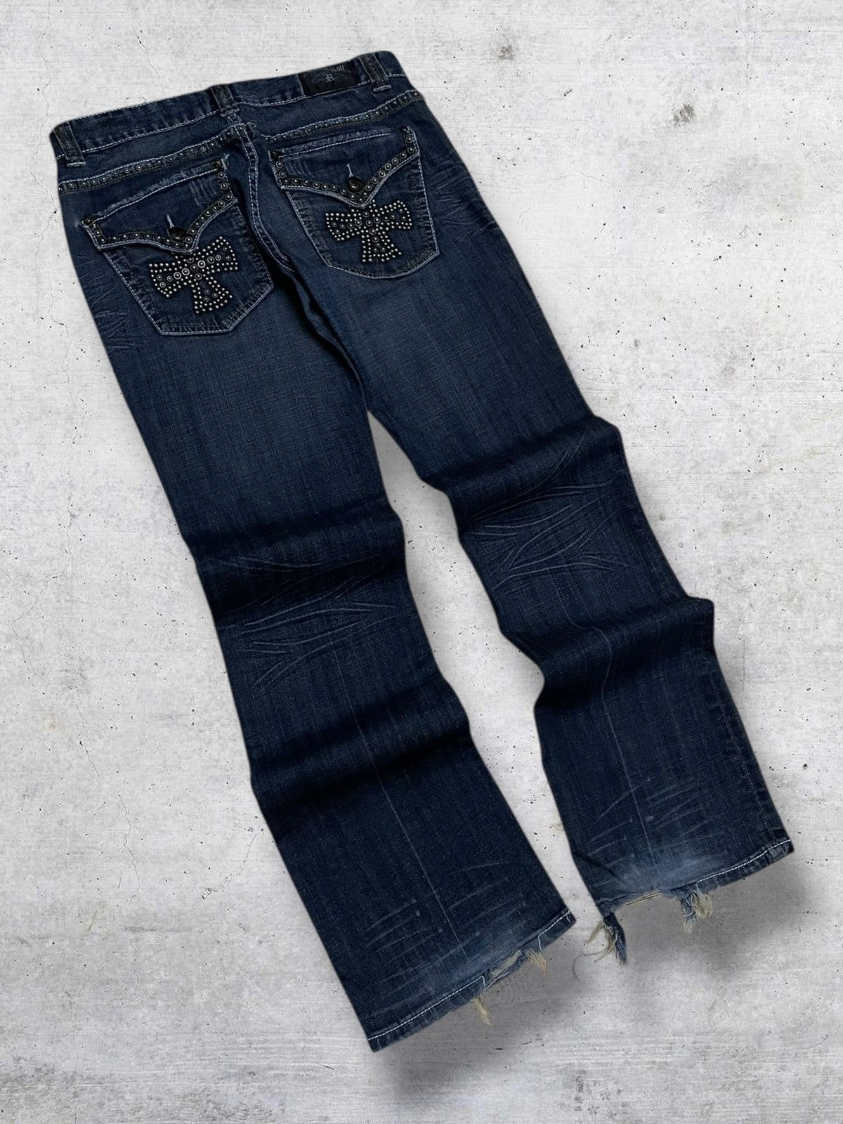 Japanese Brand VINTAGE ROCK&ROLL AFFLICTION CROSS FLARED OG DESIGNER DENIM Size US 32 / EU 48 - 2 Thumbnail