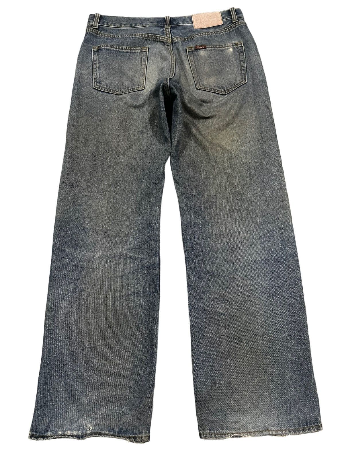 Hanes Vintage 90s Hanes Blue Wash Distress Baggy Jeans Size US 31 - 2 Thumbnail