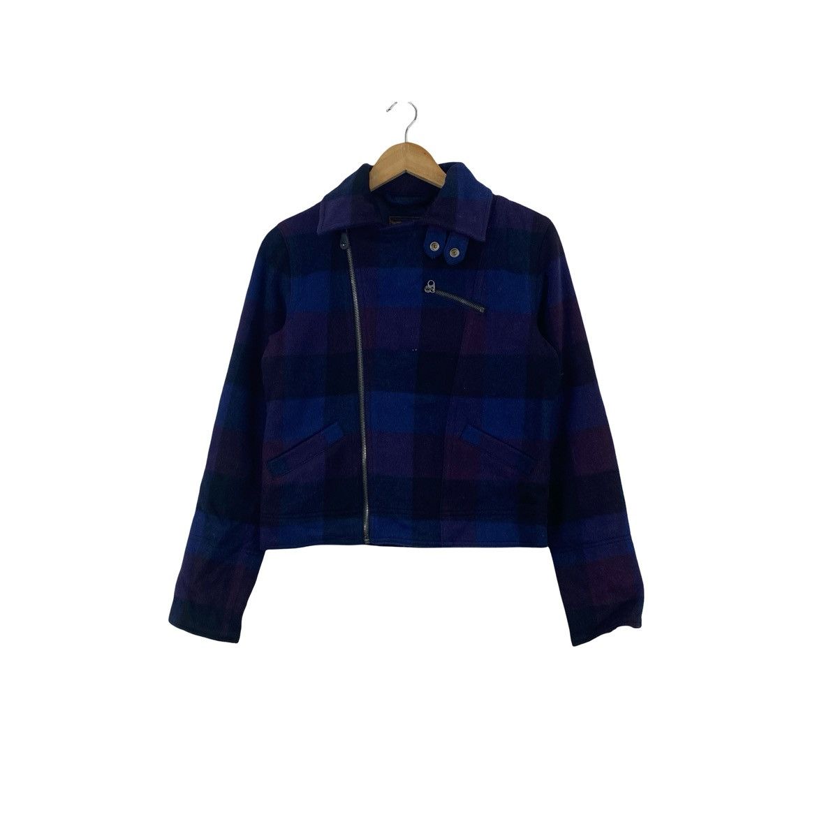 Vintage Vintage LUI’S Cropped Biker Jacket Check Asymmetric Zip Size S / US 4 / IT 40 - 1 Thumbnail