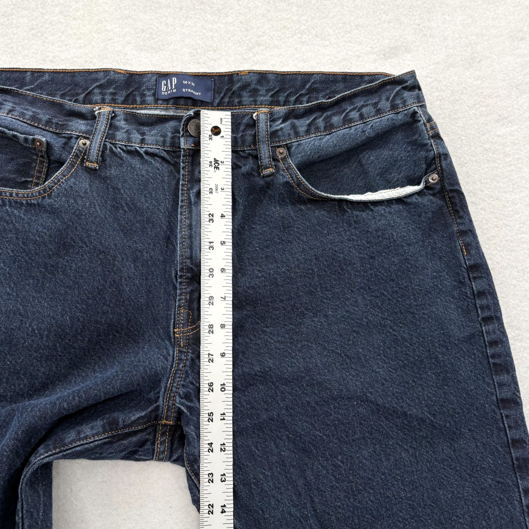 Gap GAP Denim Jeans Mens 38x30 Blue Straight Leg Dark Wash Cotton Classic Fit Short Size US 38 / EU 54 - 7 Thumbnail