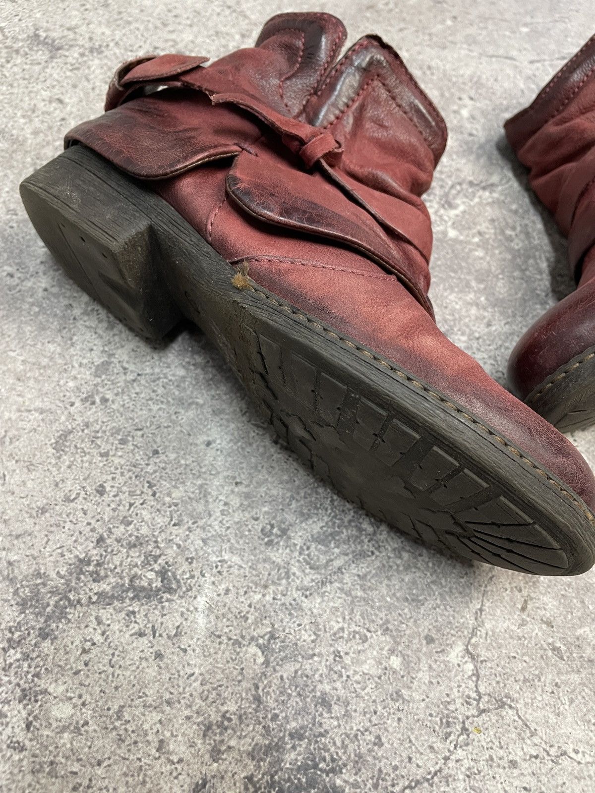If Six Was Nine Vintage Italian AS98 Heel Leather Biker Boots In Dark Red Size US 7 / IT 37 - 10 Thumbnail