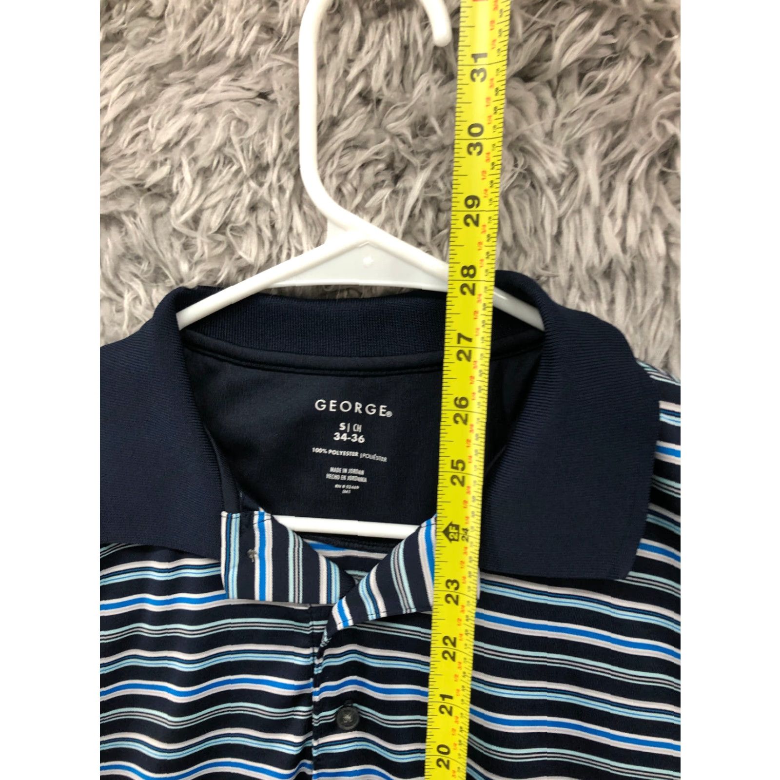 George George Shirt Mens Small Blue Striped Short Sleeve Polo Pullover Golf Size US S / EU 44-46 / 1 - 3 Thumbnail