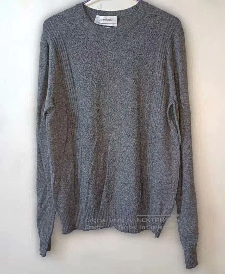 Saint Laurent Paris YSL Gray Wool Cable Knit Sweater. Size US S / EU 44-46 / 1 - 1 Thumbnail