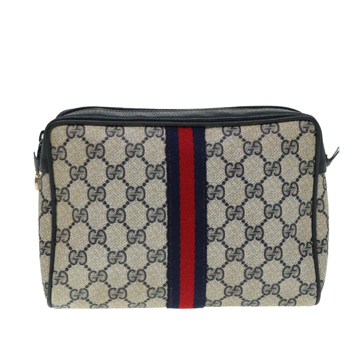Gucci GUCCI GG Supreme Sherry Line Clutch Bag Pvc Red Navy Size ONE SIZE - 13 Thumbnail