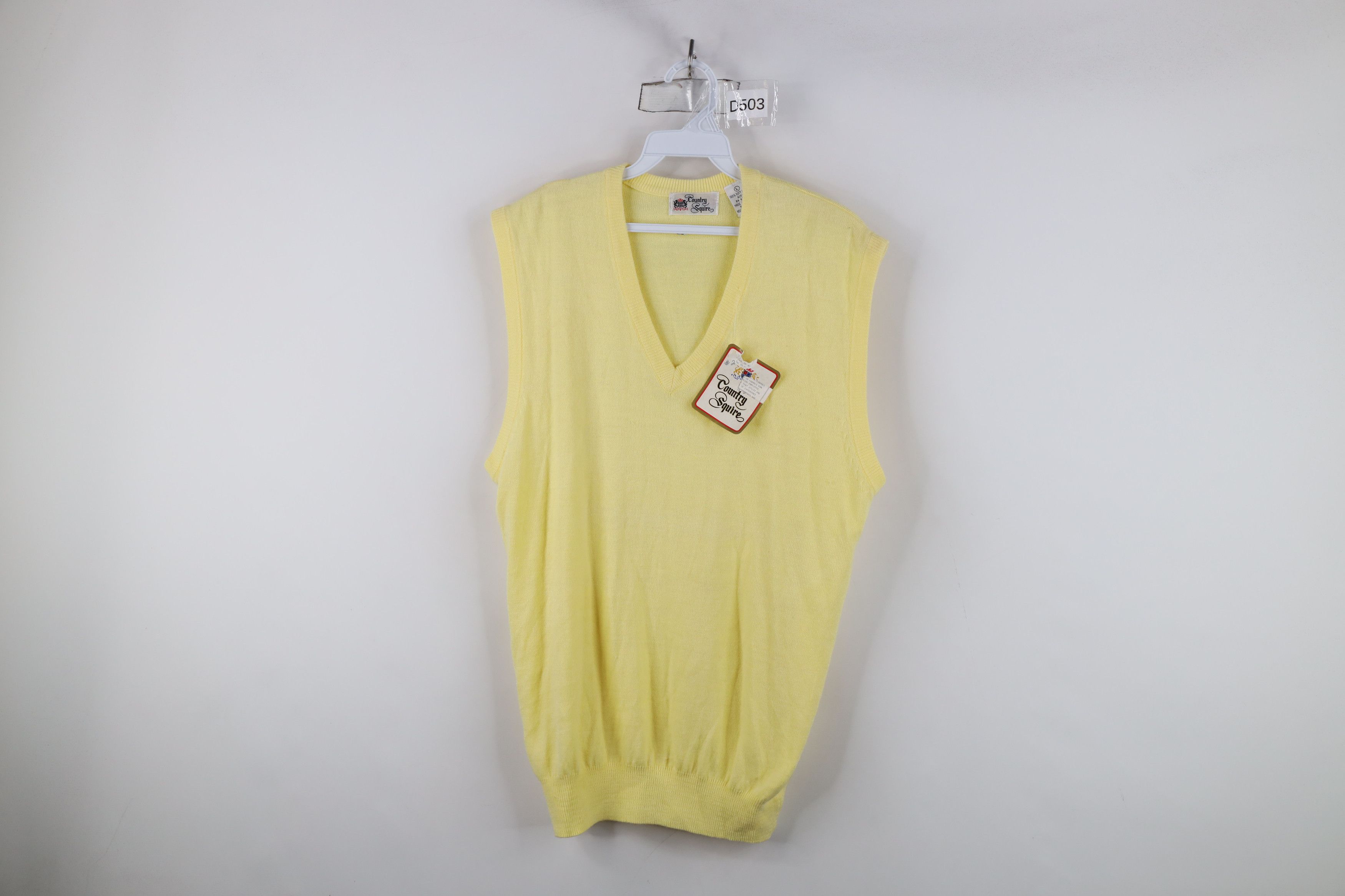 Vintage Deadstock Vintage 70s Streetwear Knit Sweater Vest Yellow Size L / US 10 / IT 46 - 1 Thumbnail