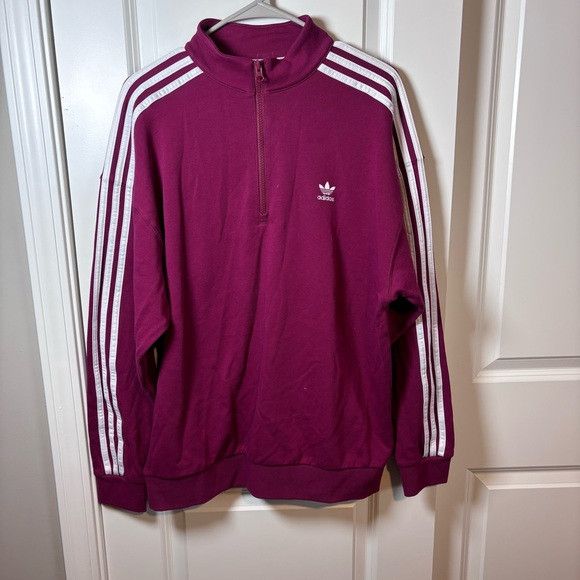 Adidas Adidas Sweatshirt Women M Burgundy Red 1/4 Zip Pullover Size M / US 6-8 / IT 42-44 - 1 Thumbnail