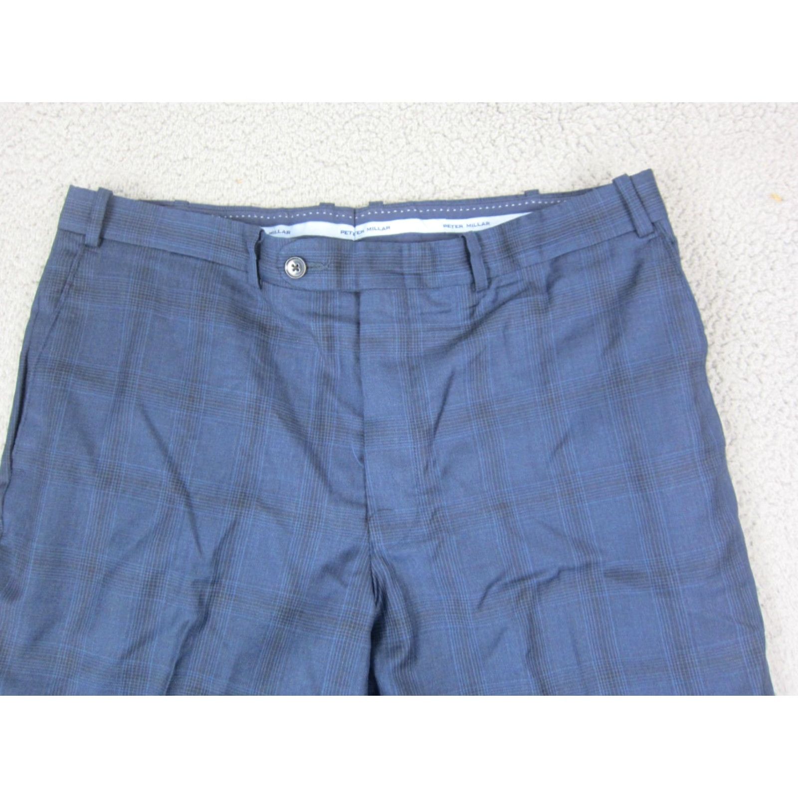 Peter Millar Peter Millar Pants Mens 36x27 Plaid Blue Straight Office Fit Chino Wool Front Flat Front Casual Vintage No Size US 36 / EU 52 - 3 Thumbnail