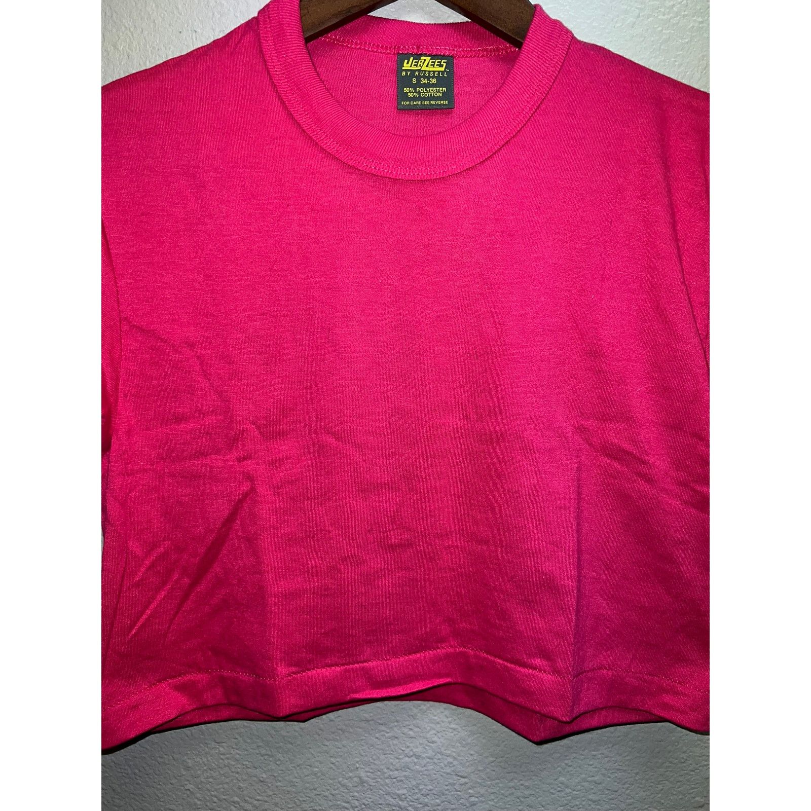 Jerzees 80s Women's Vintage Jerzees Russell Pink Crop Top Shirt S Size S / US 4 / IT 40 - 3 Thumbnail