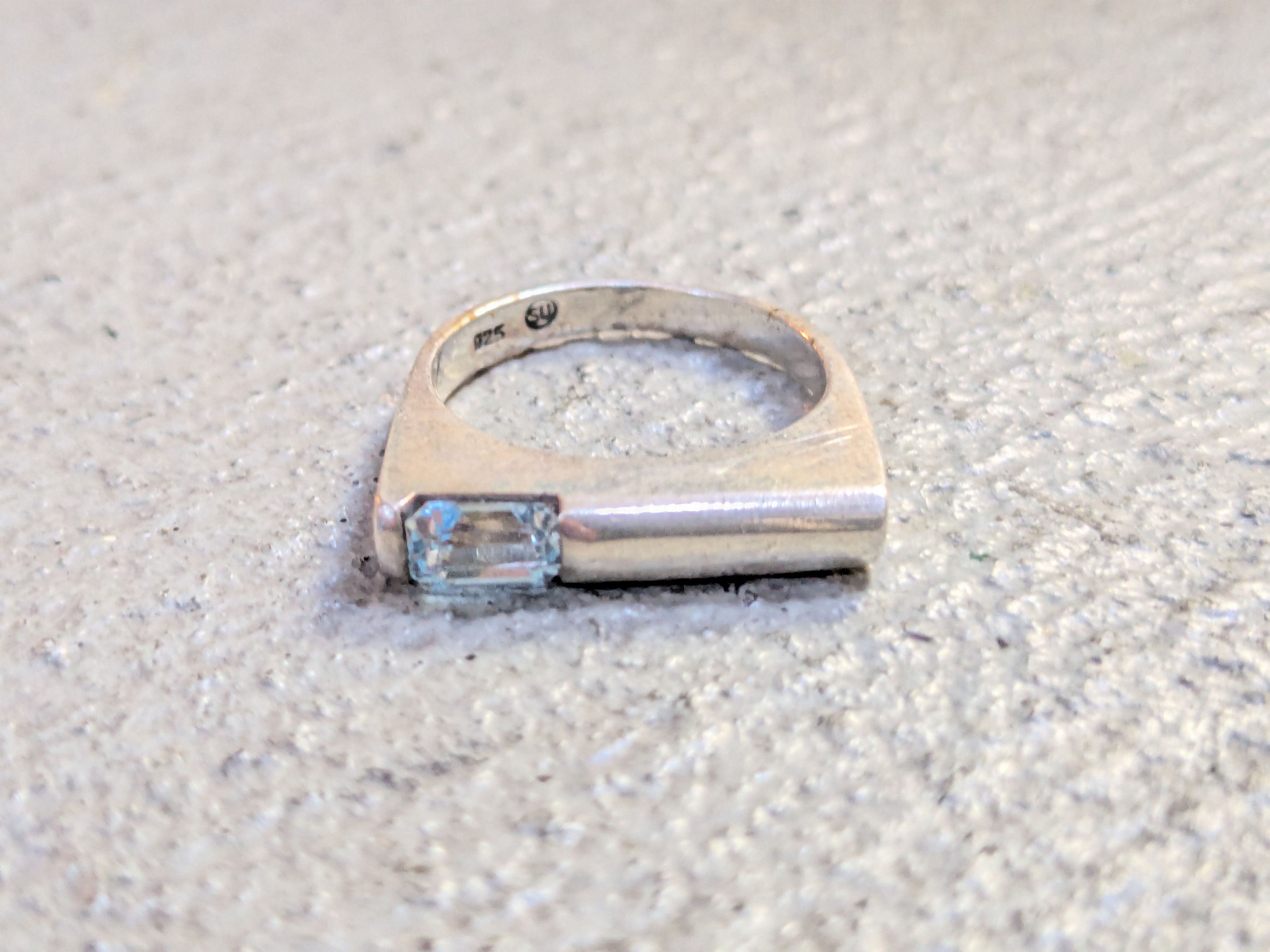 Vintage Vintage Sterling Silver Ring Blue Topaz 6 Band Modern Size ONE SIZE - 3 Thumbnail