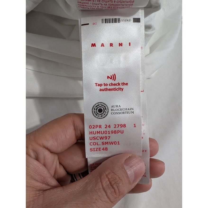 Marni o1rshd1 Scribbled Marni Organic Jersey T-Shirt in Lily White Size US M / EU 48-50 / 2 - 16 Thumbnail