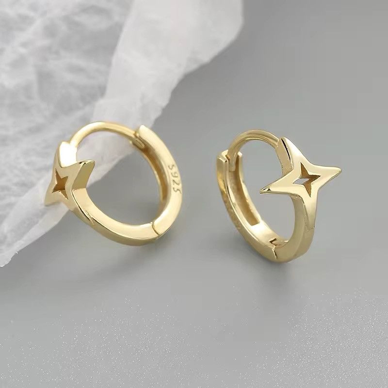 Jewelry Four-pointed Star Hoop Earring Size ONE SIZE - 2 Thumbnail