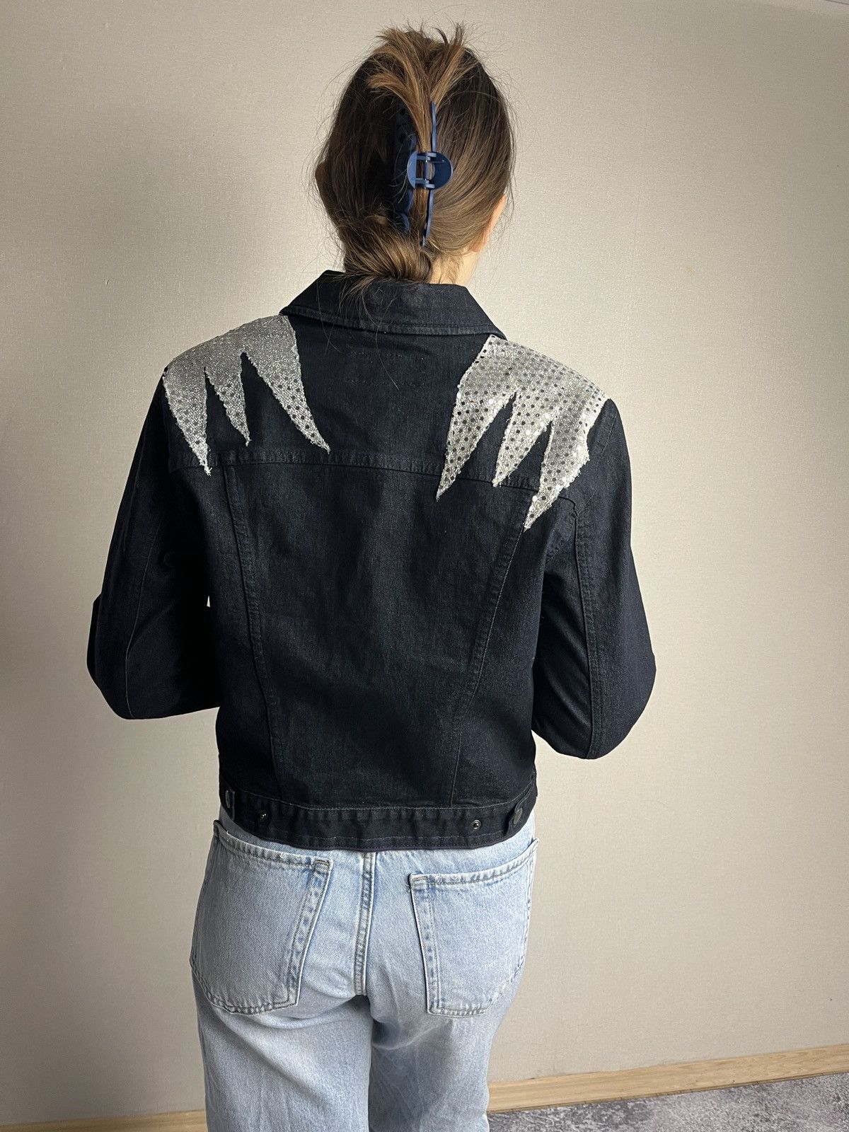 Giorgio Armani Armani Jeans Rare Design Denim Glittered Trucker Jacket Size M / US 6-8 / IT 42-44 - 3 Thumbnail