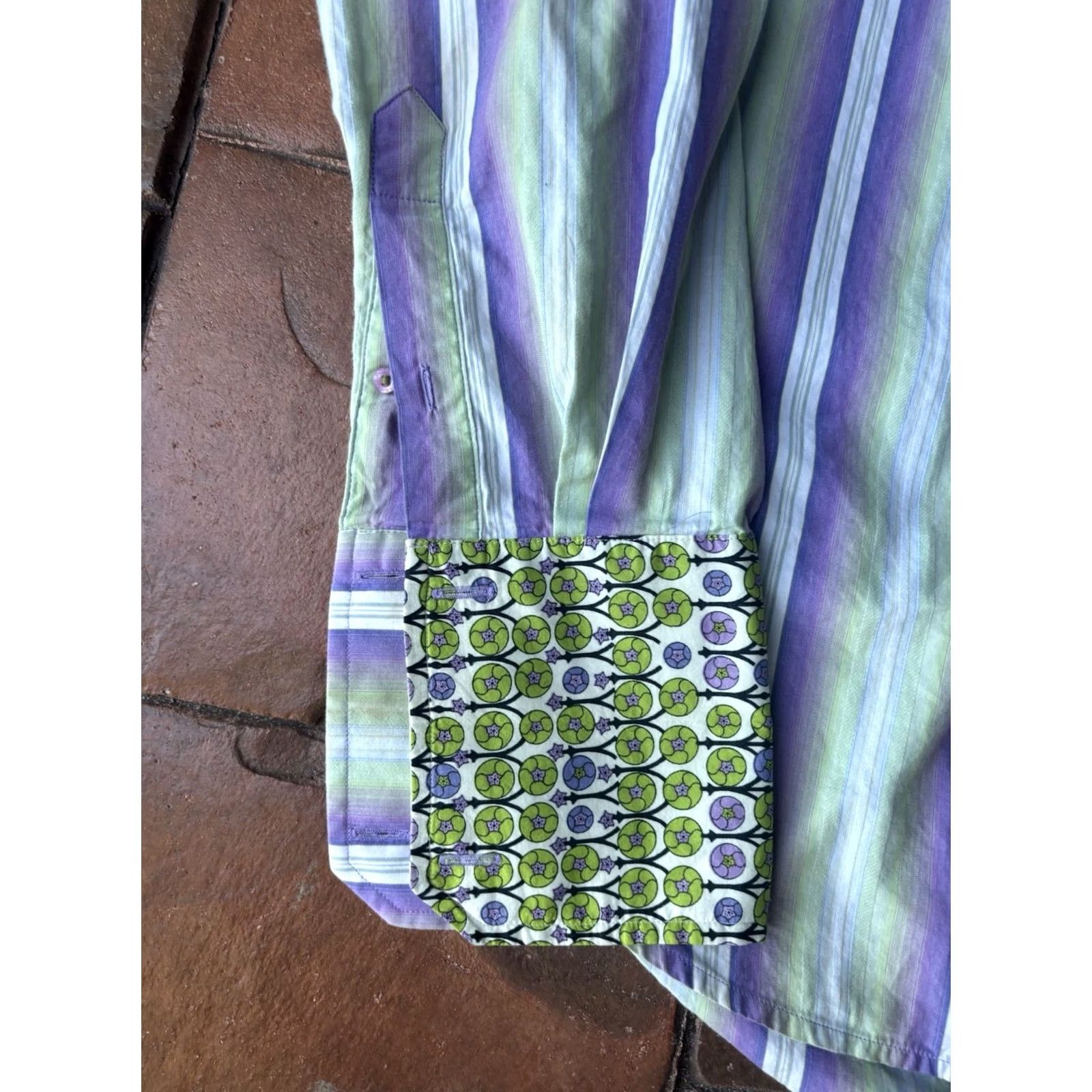 Robert Graham VINTAGE Robert Graham Button Down Striped Blue Dress Shirt Men’s XL Flip Cuff Size 46R - 4 Thumbnail