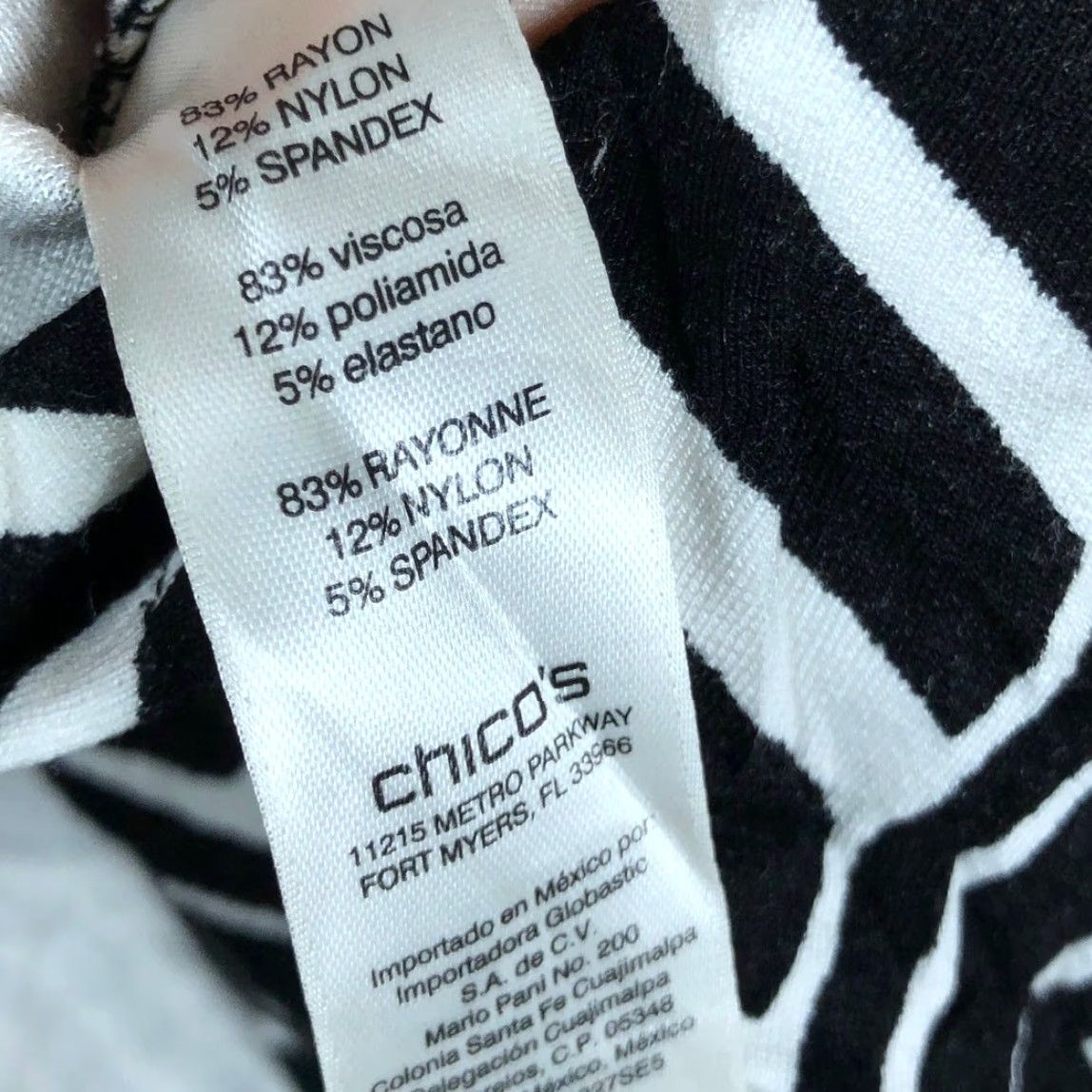 Vintage Chicos Blouse Womens Black White Abstract V-Neck Long Sleeve Stretch Shirt Casual Workwear 0 Size S / US 4 / IT 40 - 7 Thumbnail