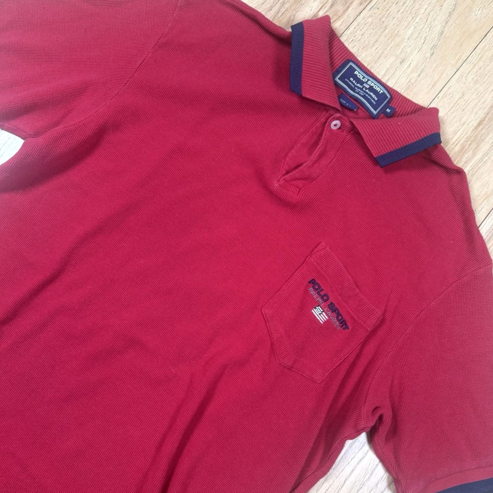 Ralph Lauren VINTAGE Ralph Lauren Polo Shirt Mens Medium Red Short Sleeve Sport Pocket Shirt Size US M / EU 48-50 / 2 - 2 Thumbnail