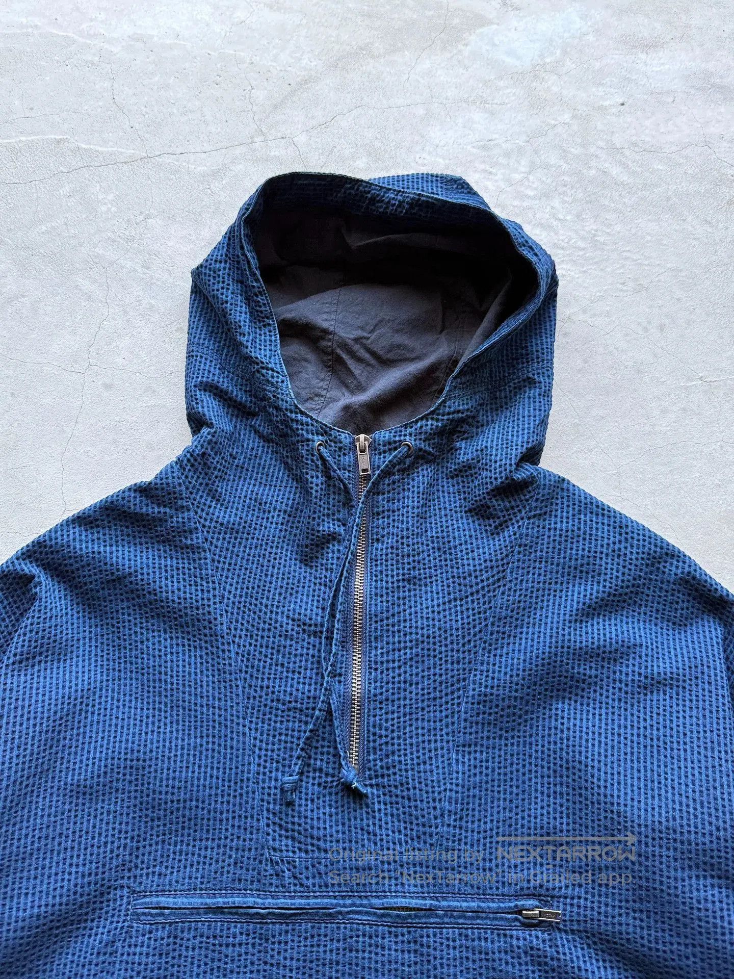 Vintage Vintage 90s J Crew Indigo Seersucker Anorak. Size US L / EU 52-54 / 3 - 4 Thumbnail