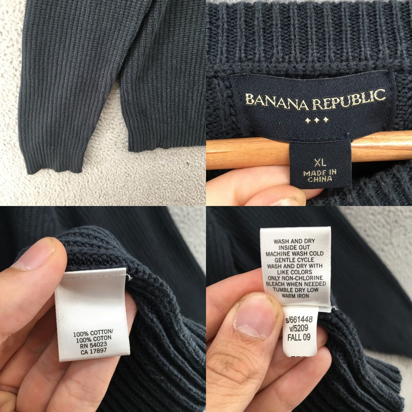 Banana Republic Banana Republic Sweater Mens XL Navy Blue Waffle Knit Long Sleeve Pullover Size US XL / EU 56 / 4 - 9 Thumbnail