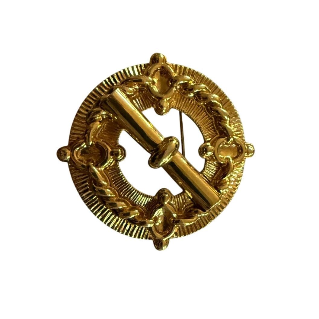 Other St John Vintage 80s Gold-Tone Round Brooch With Rope & Bar D Size ONE SIZE - 2 Thumbnail