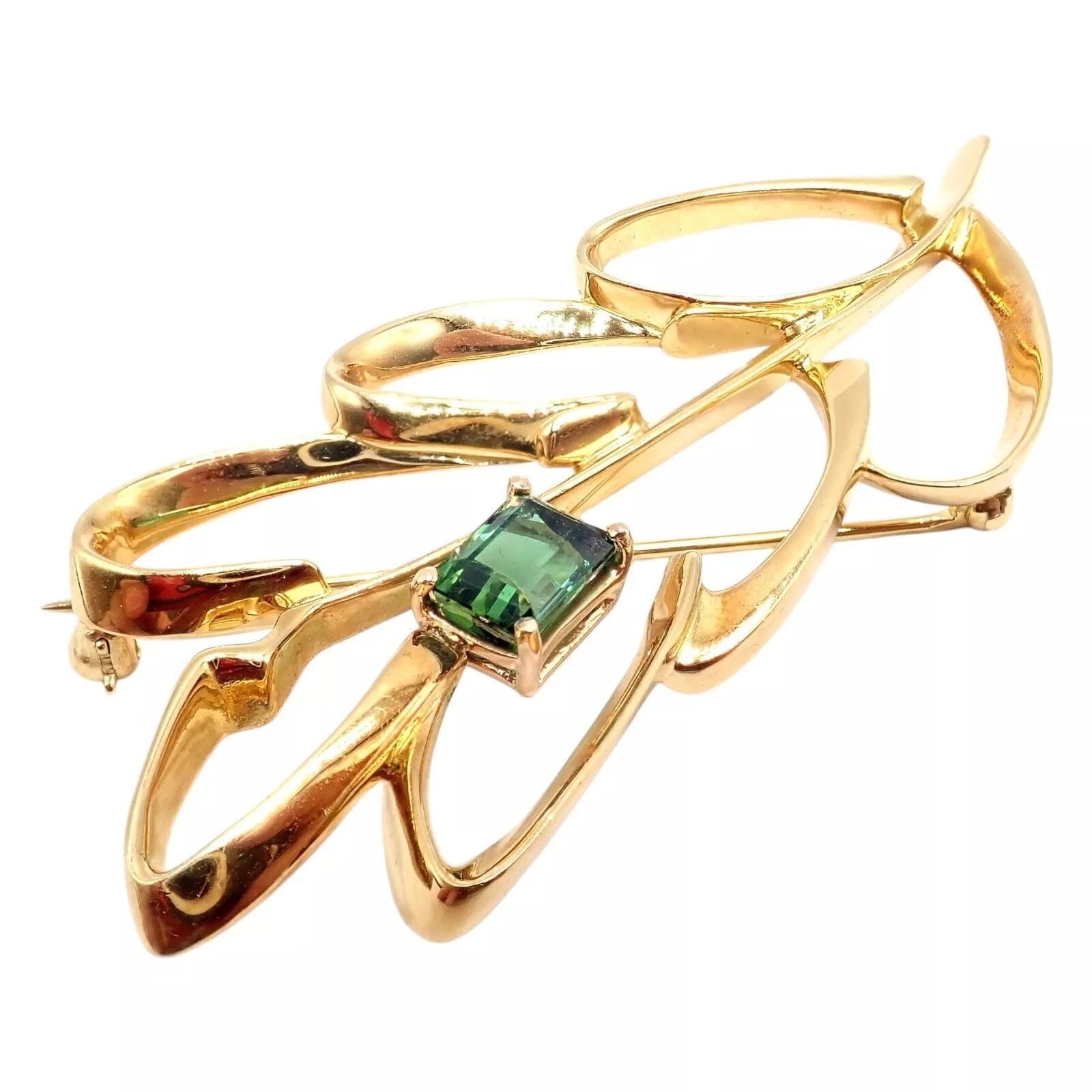Tiffany & Co. Tiffany & Co 18k Yellow Gold Green Tourmaline Leaf Brooch Size ONE SIZE - 6 Thumbnail