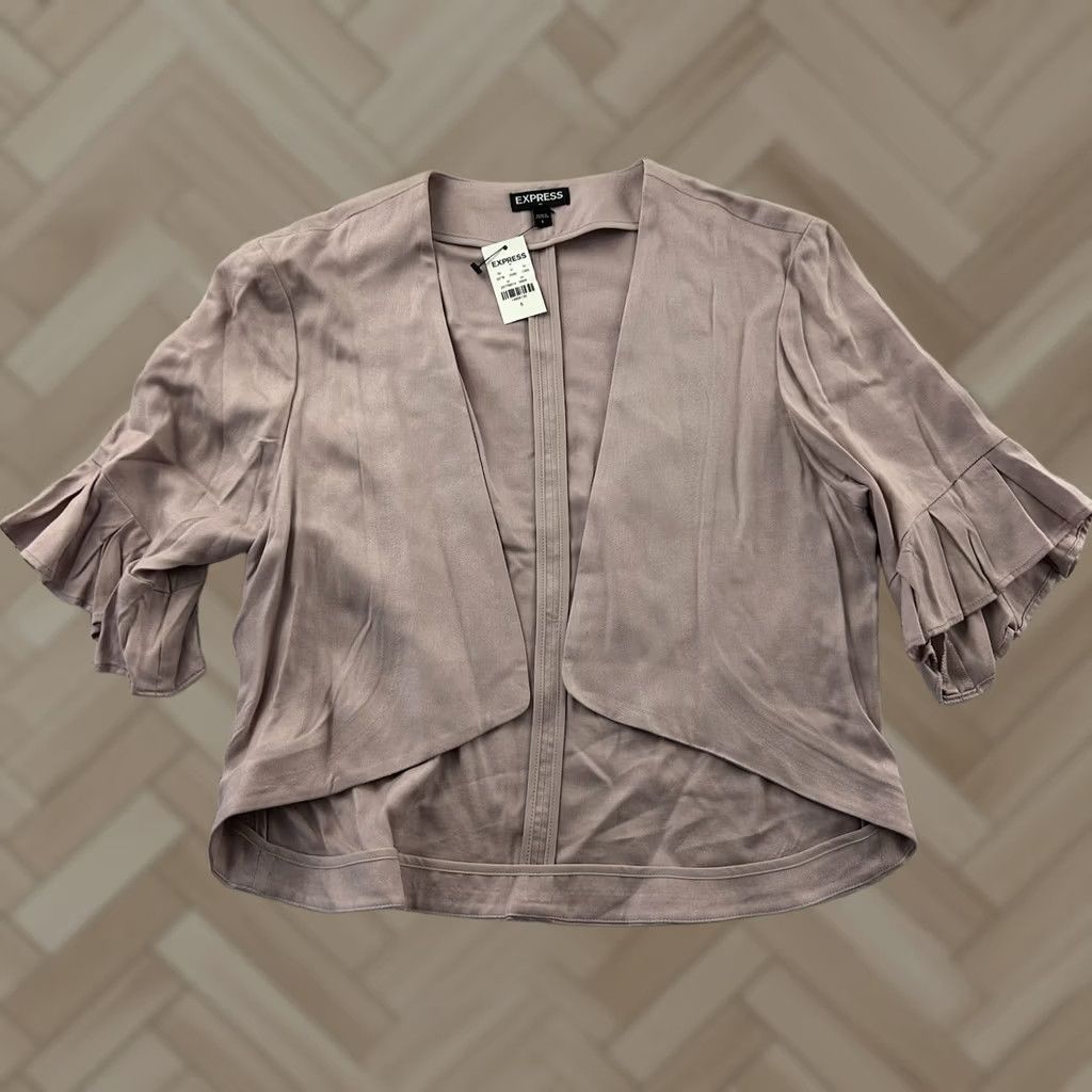 Express Express Short Ruffle Sleeve Top Women's 6 Pink Blouse) Size M / US 6-8 / IT 42-44 - 1 Thumbnail
