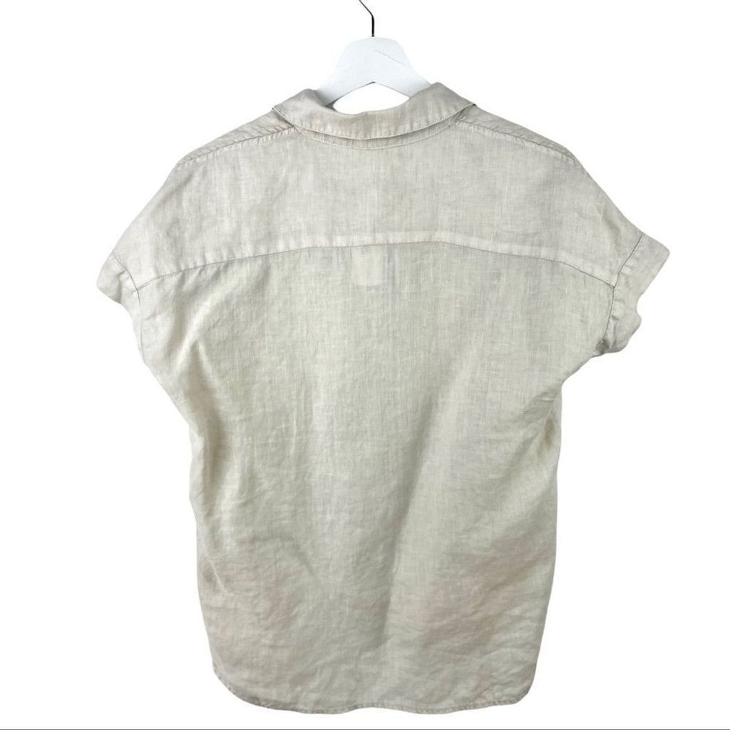 James Perse NEW James Perse Natural Tan Boxy Linen Shirt Size 0 Size XS / US 0-2 / IT 36-38 - 3 Thumbnail