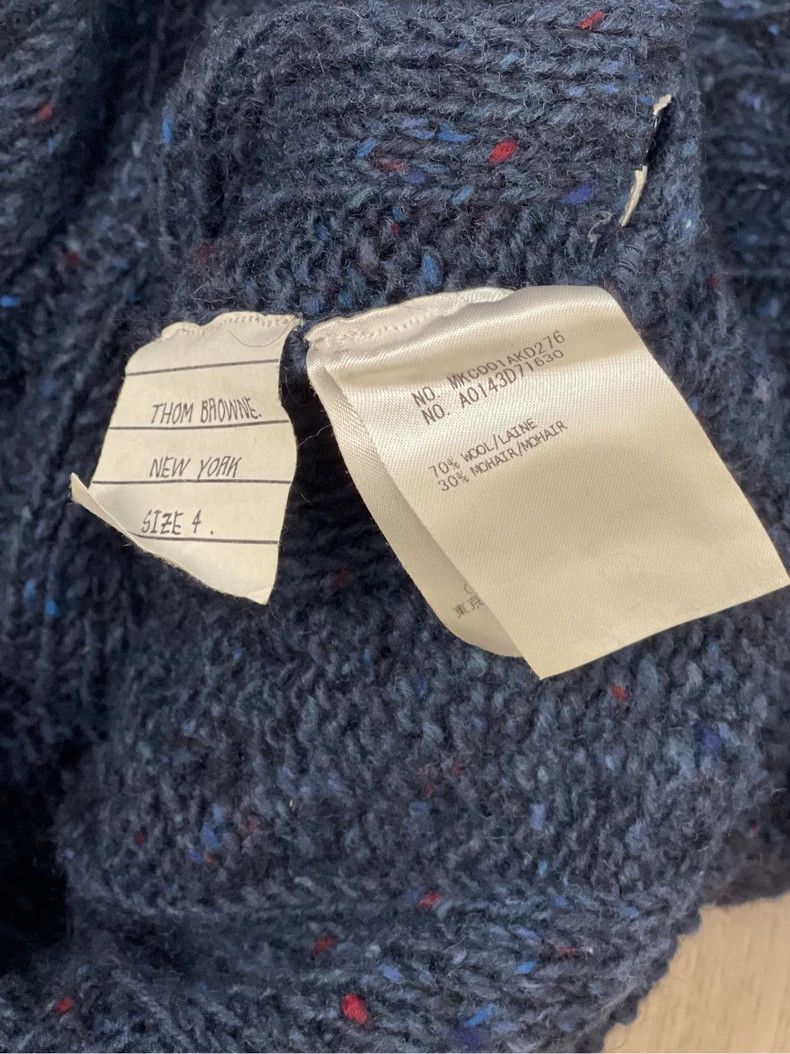 Thom Browne Thom browne Dark blue four-striped wool horsehair knitted c Size US XL / EU 56 / 4 - 6 Thumbnail