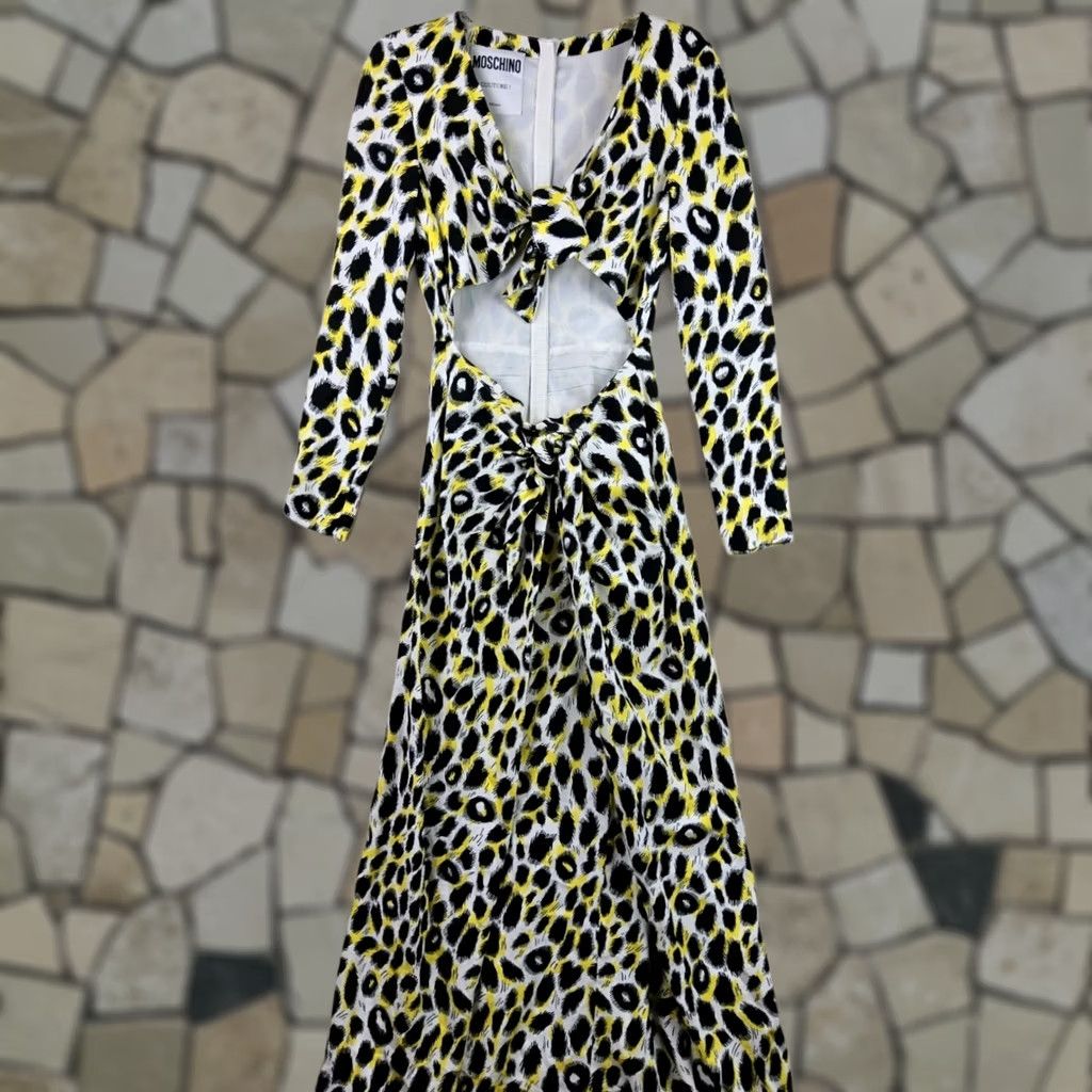 Moschino Moschino Couture Milano Long Sleeve Tie Front Open Midriff Dress Size 6 Multicolor Maxi Women Also Open Midi? Size M / US 6-8 / IT 42-44 - 1 Thumbnail