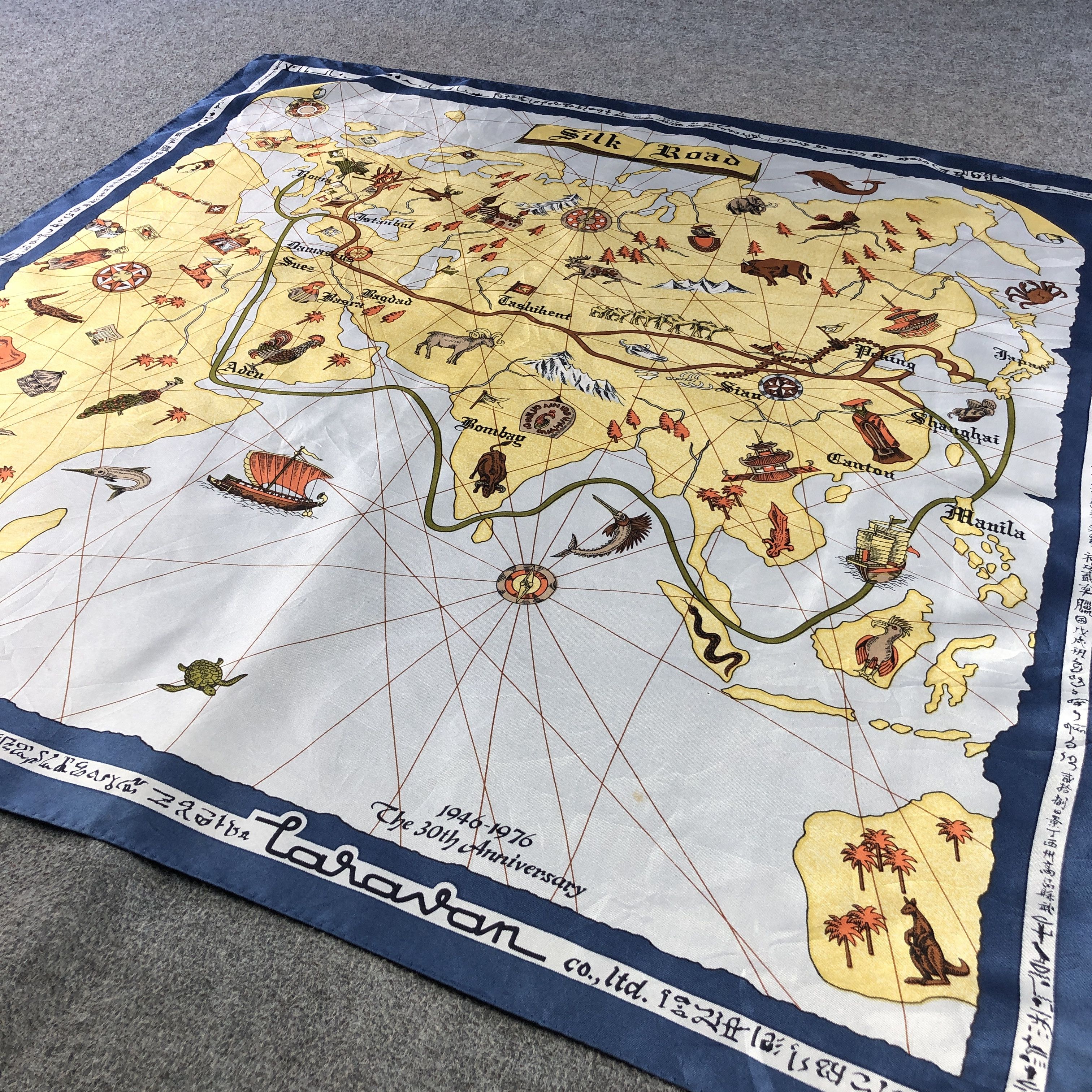 Vintage Vintage Silk Road Caravan Hand Rolled Silk Scarf M1326 Size ONE SIZE - 3 Thumbnail