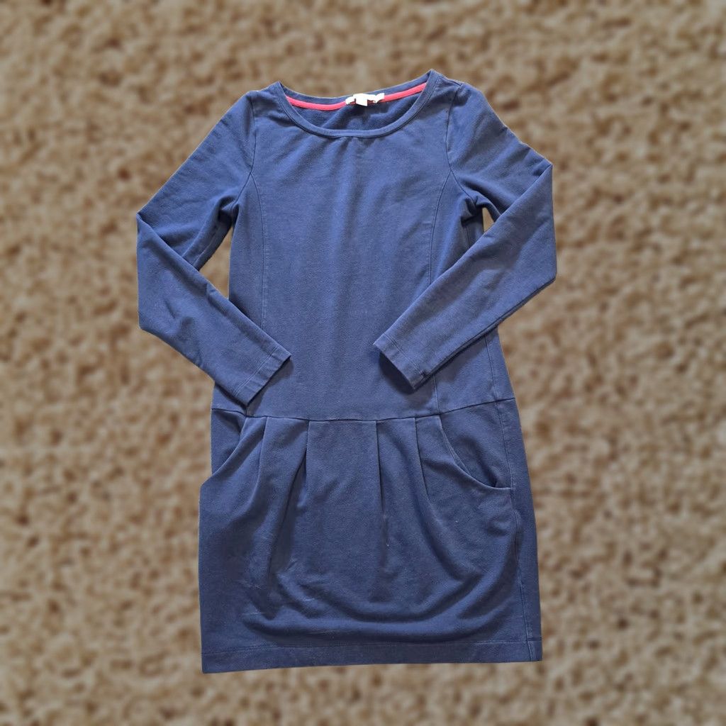 Boden Boden Dress Womens Size 4 Blue Pockets Long Sleeve Pleated Casual Minimal Modest Dress Size S / US 4 / IT 40 - 1 Thumbnail