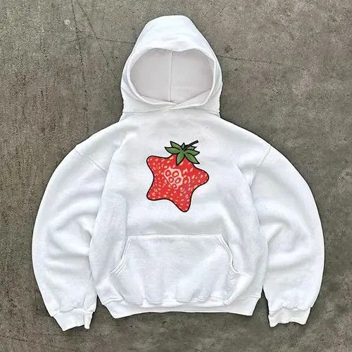 Japanese Brand Hoodie White retro strawberry print hoodie Size US L / EU 52-54 / 3 - 1 Thumbnail