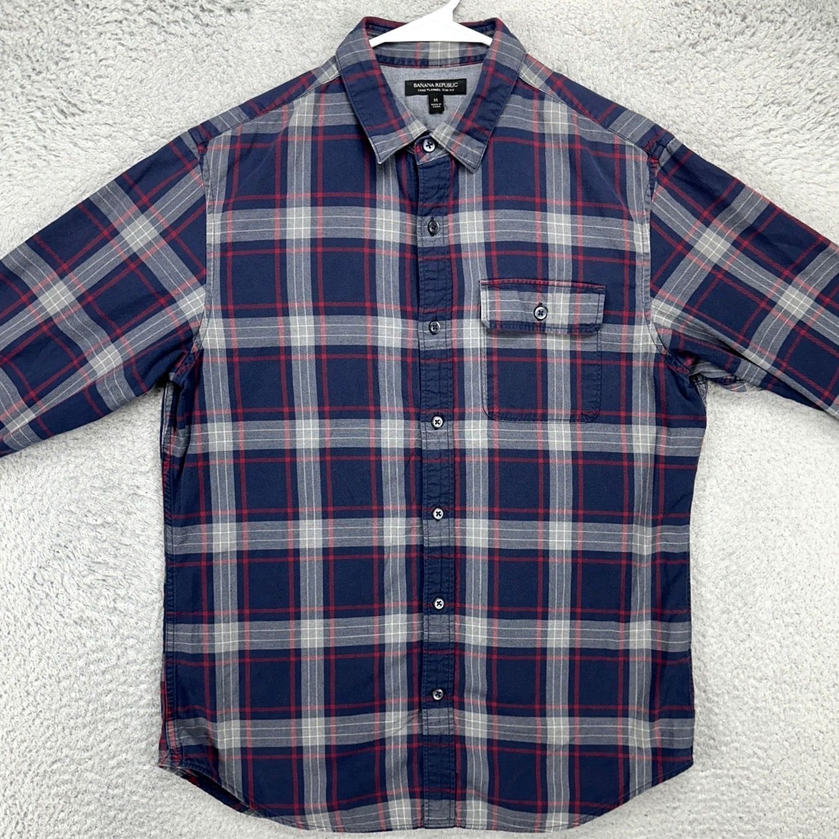 Banana Republic Banana Republic Luxe Flannel Shirt Mens Medium Blue Plaid Slim Fit Flap Pocket Shirt Size US M / EU 48-50 / 2 - 3 Thumbnail