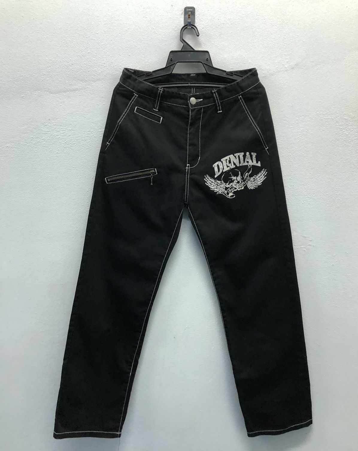 Japanese Brand DENIAL "Abrupt Blow" Graphic Jeans – Gothic Streetwear Style Size US 32 / EU 48 - 2 Thumbnail