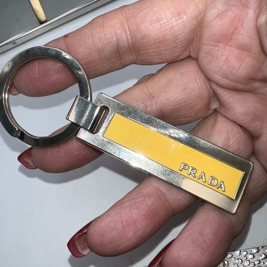 Prada Prada Made in Italy Silver Tone and Yellow Keychain Size ONE SIZE - 2 Thumbnail