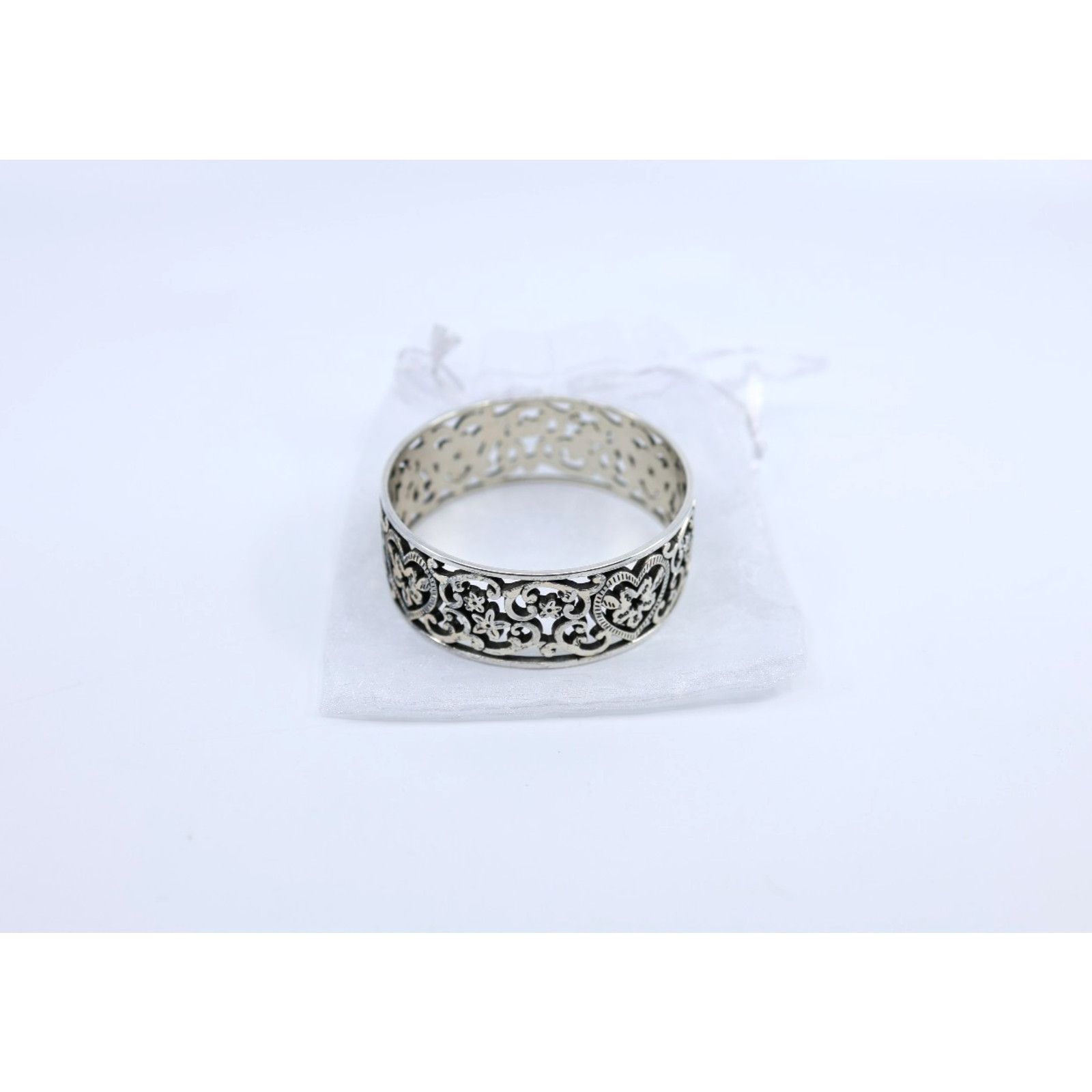 Brighton BRIGHTON Silver-Plated Filigree Heart & Floral Cuff Bracelet Size ONE SIZE - 2 Thumbnail