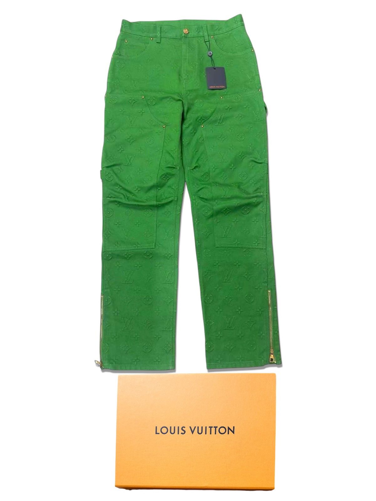 Louis Vuitton LOUIS VUITTON 34 Carpenter Embossed Monogram Denim Jeans Size US 34 / EU 50 - 1 Thumbnail