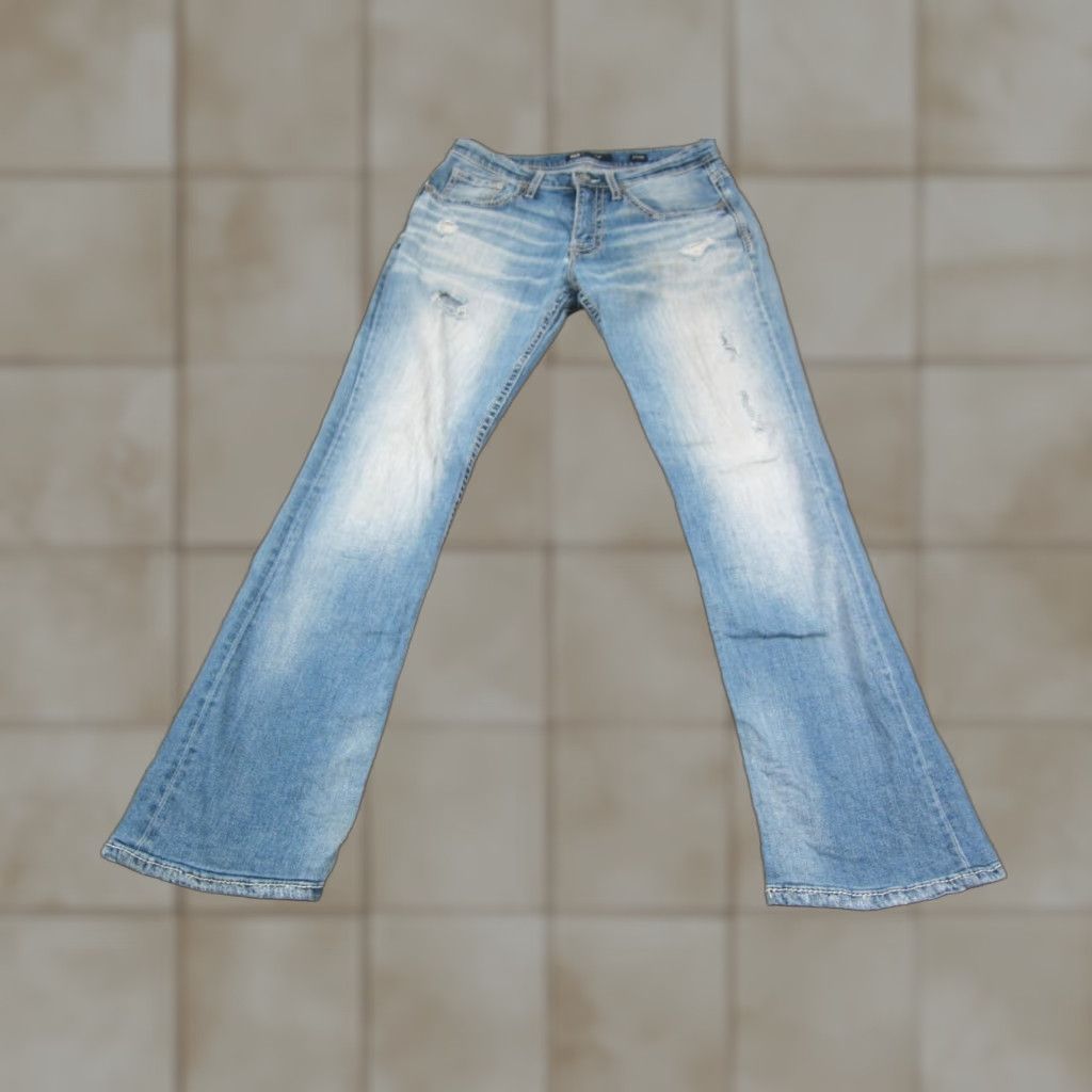 Vintage Buckle BKE Jeans Mens 31 x 34 Blue Denim Jake Straight Distress Stitch Pocket 5-Pocket Design Regular Rise Mid Vintage: No Mens Jeans Size US 31 - 1 Thumbnail