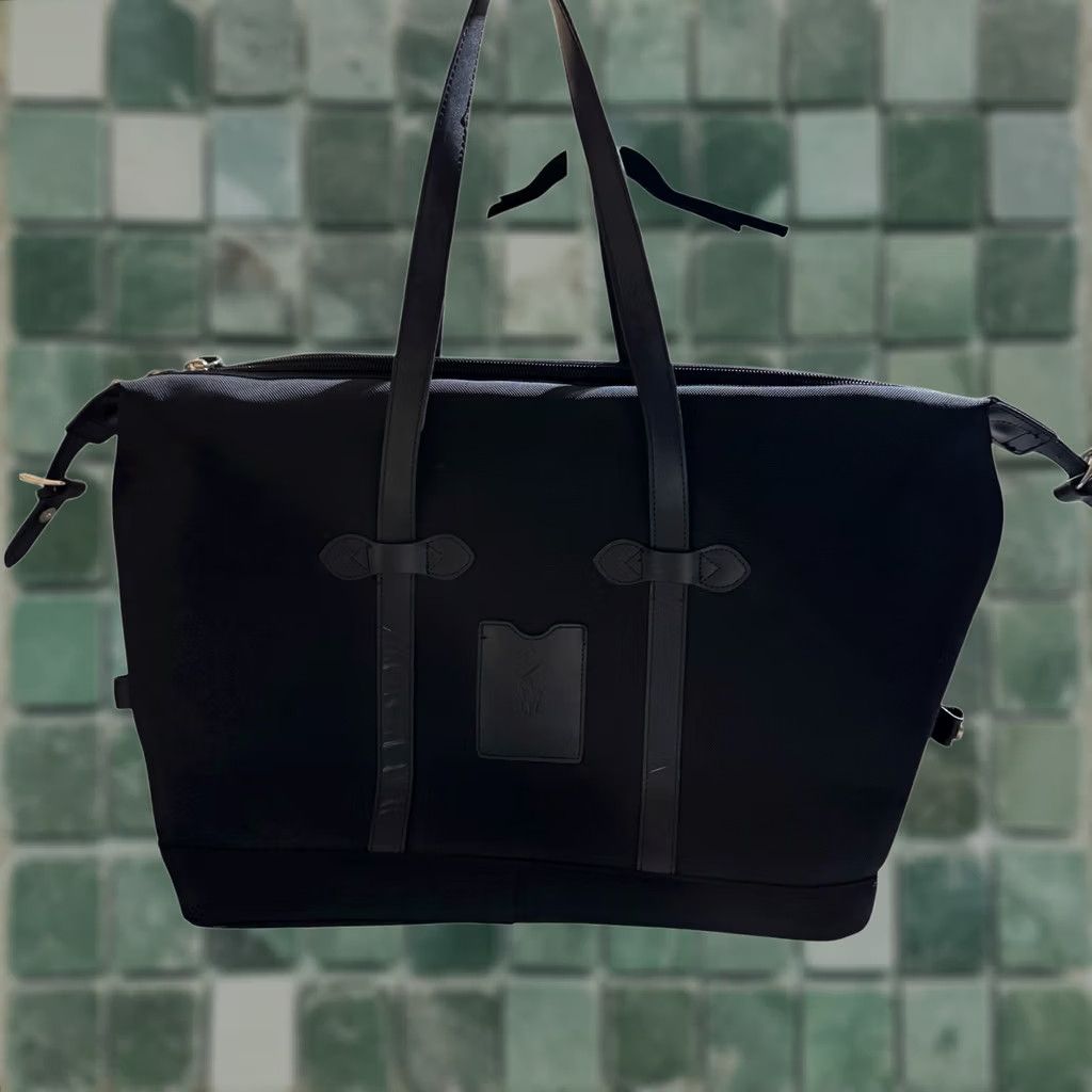 Polo Ralph Lauren Travel Bag Satchel Leather Nylon Black 22x16x10 Medium Men Zip Scuffing Included Carry On Bags