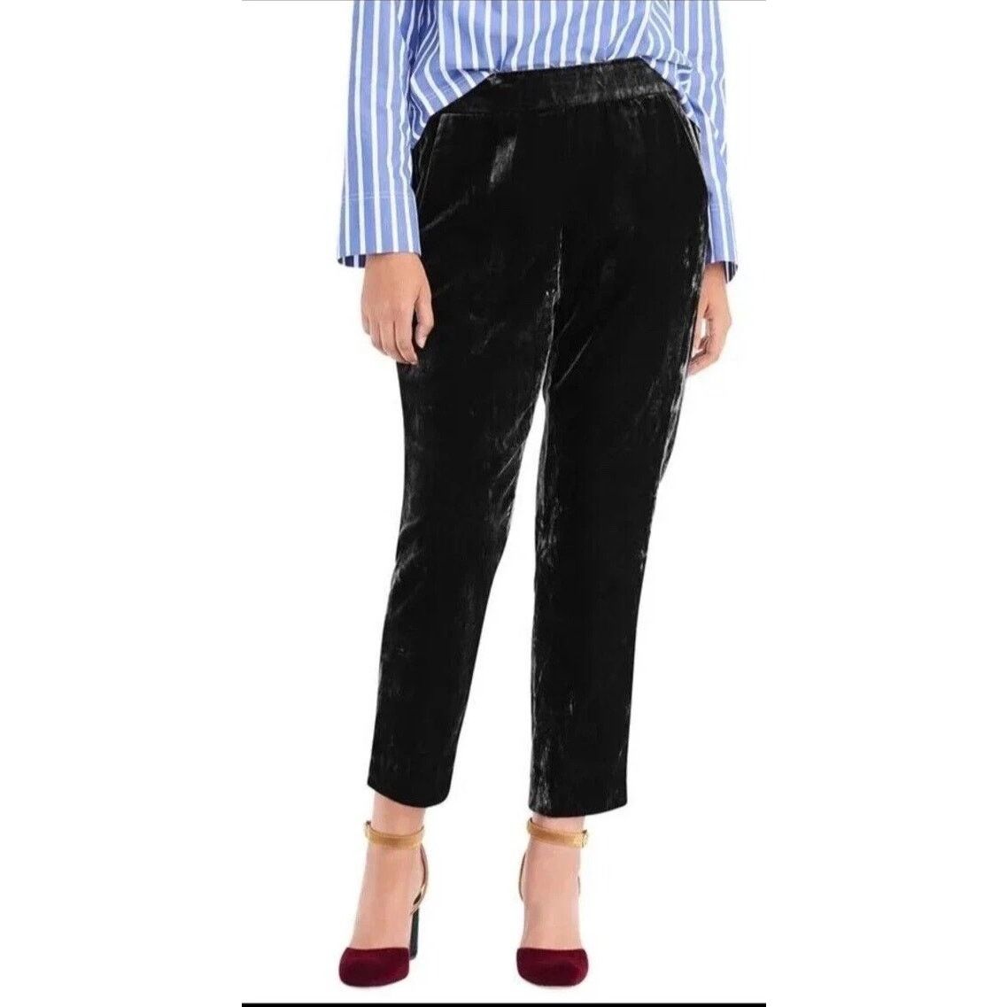 J.Crew J CREW Easy Pull On Luxe Velvet Ankle Pants Black Womens 4 Size 27" / US 4 / IT 40 - 1 Thumbnail