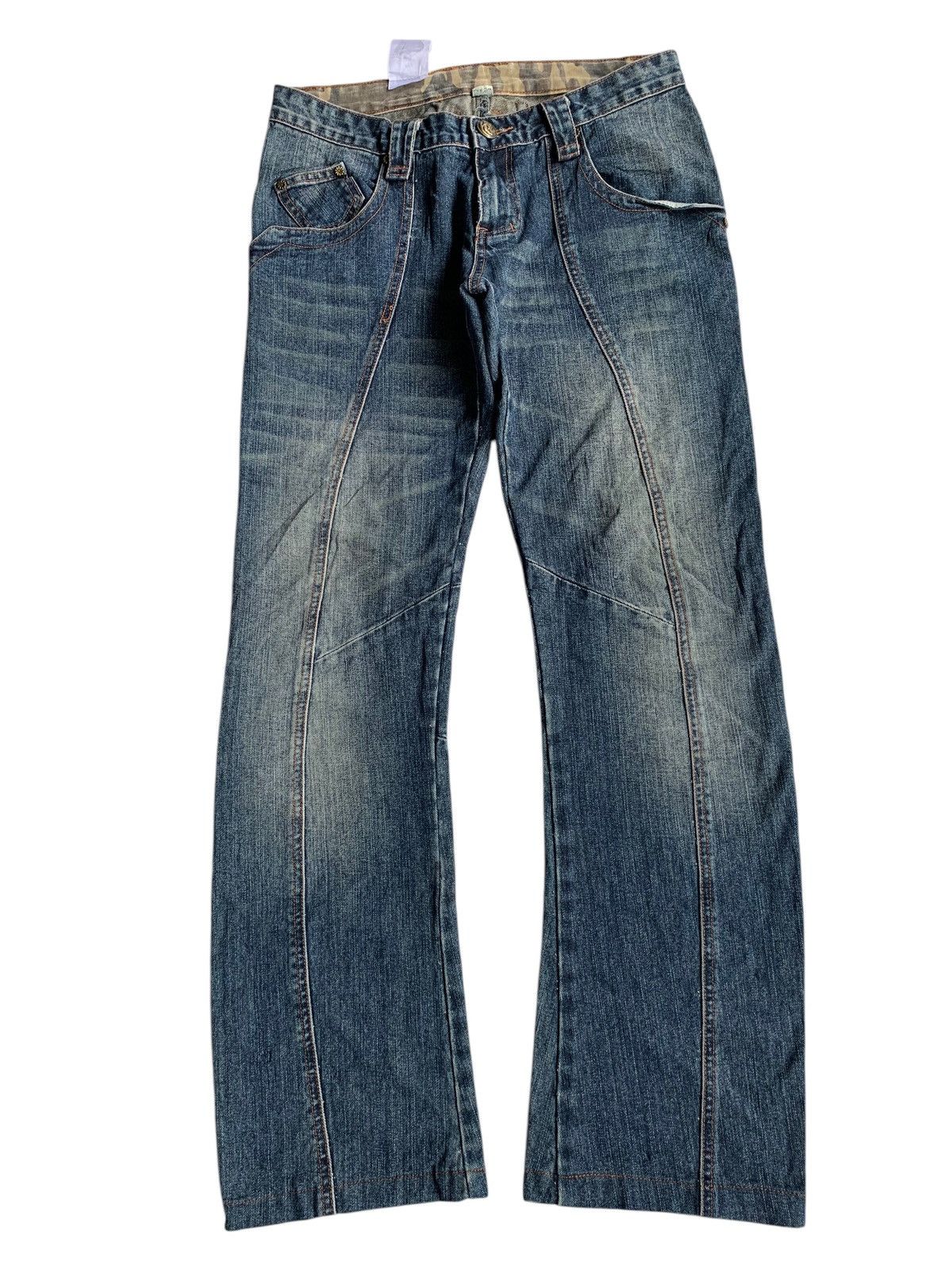 Tornado Mart FLARE💥 CROWN J JAPANESE PUNK STYLE DISTRESSED DENIM Size US 31 - 3 Thumbnail