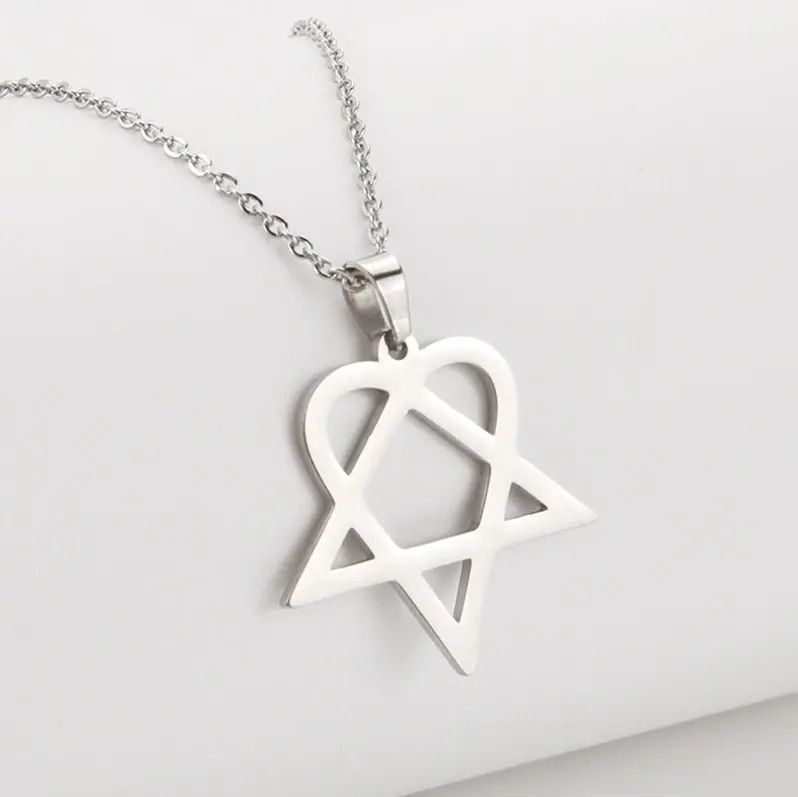 Band Tees Heartagram Necklace Chain NEW skate goth Size ONE SIZE - 4 Thumbnail