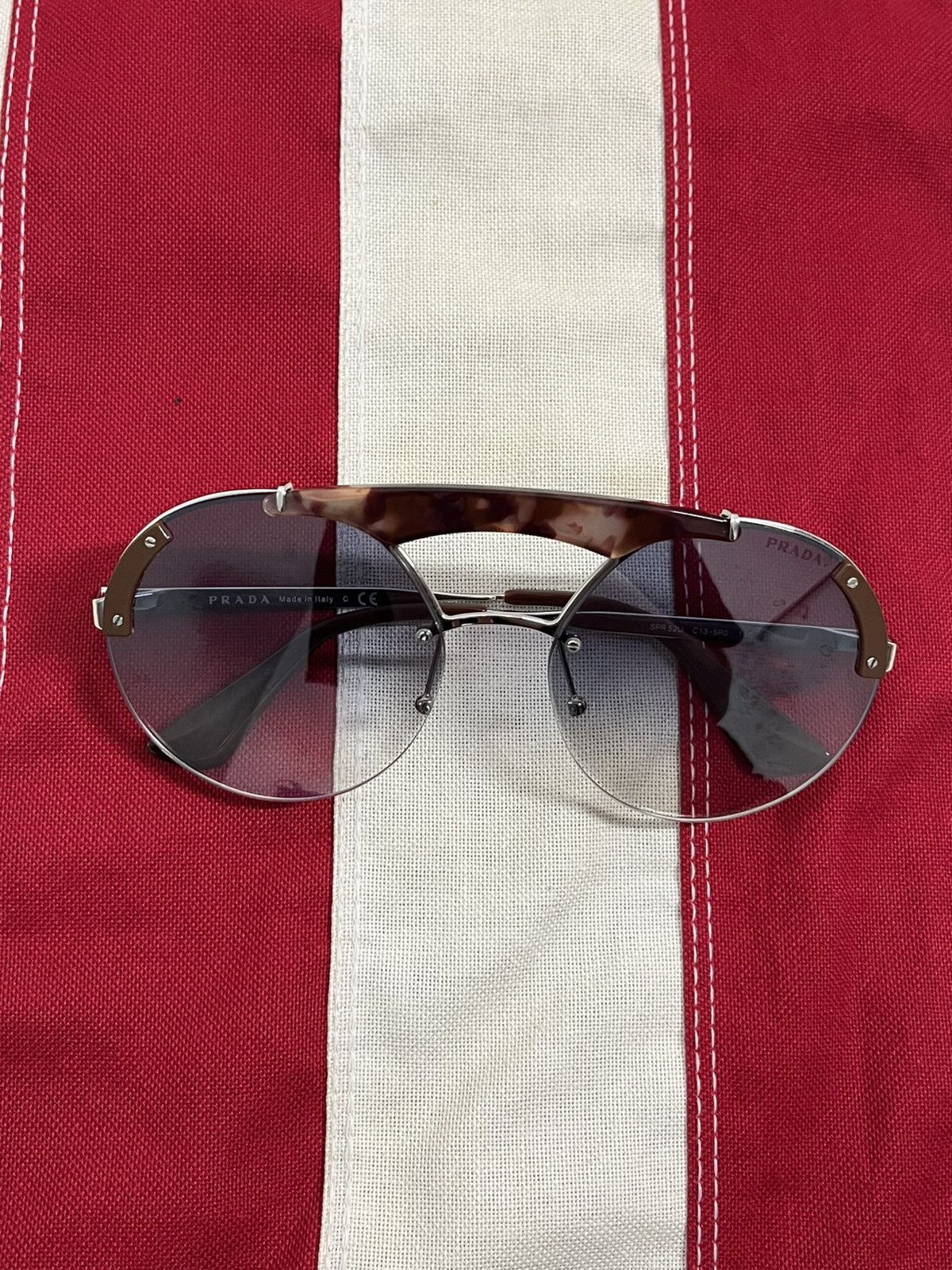 Prada Prada SPR 52U Semi-Rimless Aviator Sunglasses Size ONE SIZE - 10 Thumbnail
