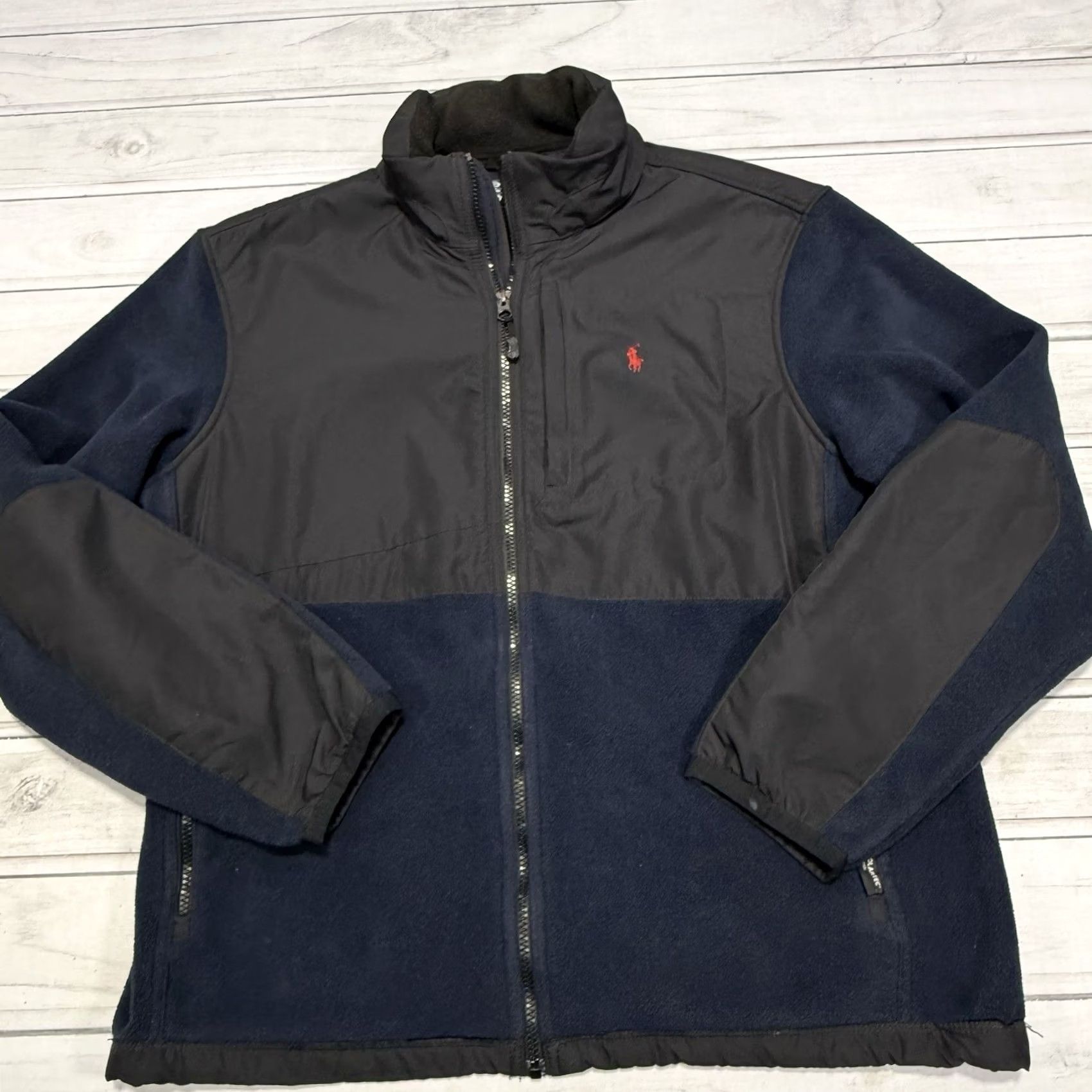 Polo Ralph Lauren VINTAGE Polo Ralph Lauren Jacket L Black Blue Polartec Hooded Fleece Full Zip 90s Size US L / EU 52-54 / 3 - 2 Thumbnail