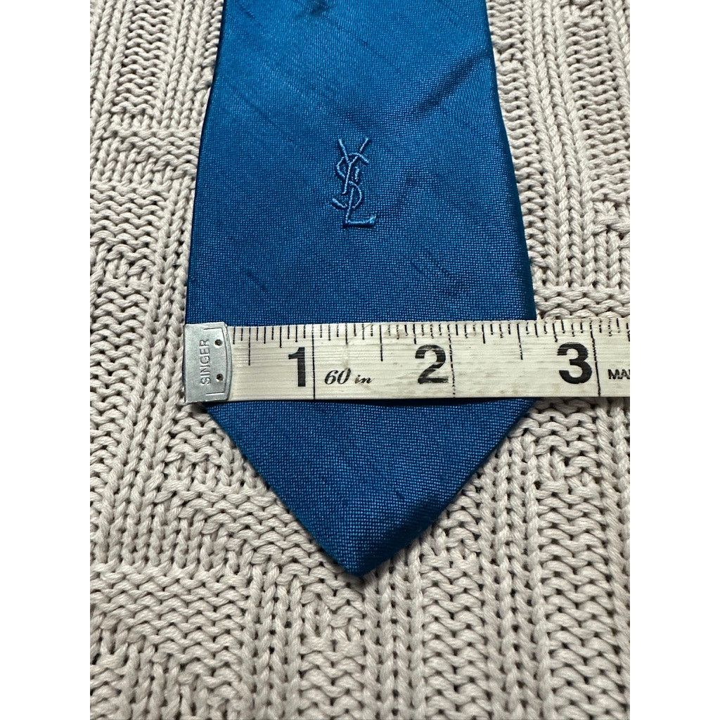 Yves Saint Laurent Vintage YSL peacock blue silk tie Size ONE SIZE - 5 Thumbnail