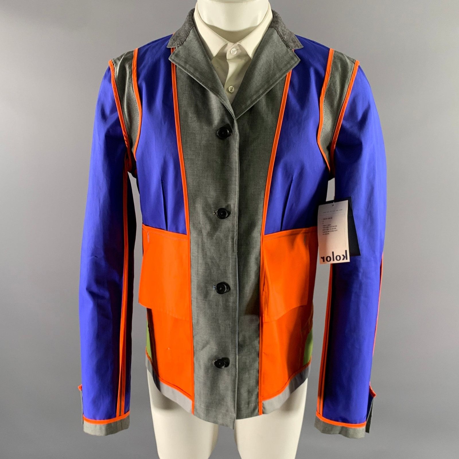 Kolor KOLOR 42 Grey Blue Color Block Cotton Nylon Sport Coat Size 42L - 1 Thumbnail