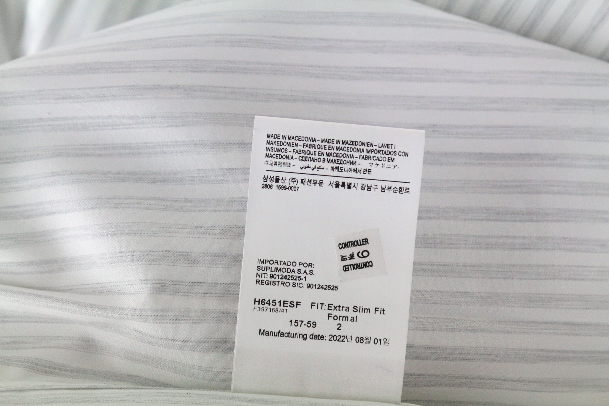 Suitsupply 38/15 Extra Slim Grey Cotton Blend Striped 72839 Size 38R - 8 Thumbnail