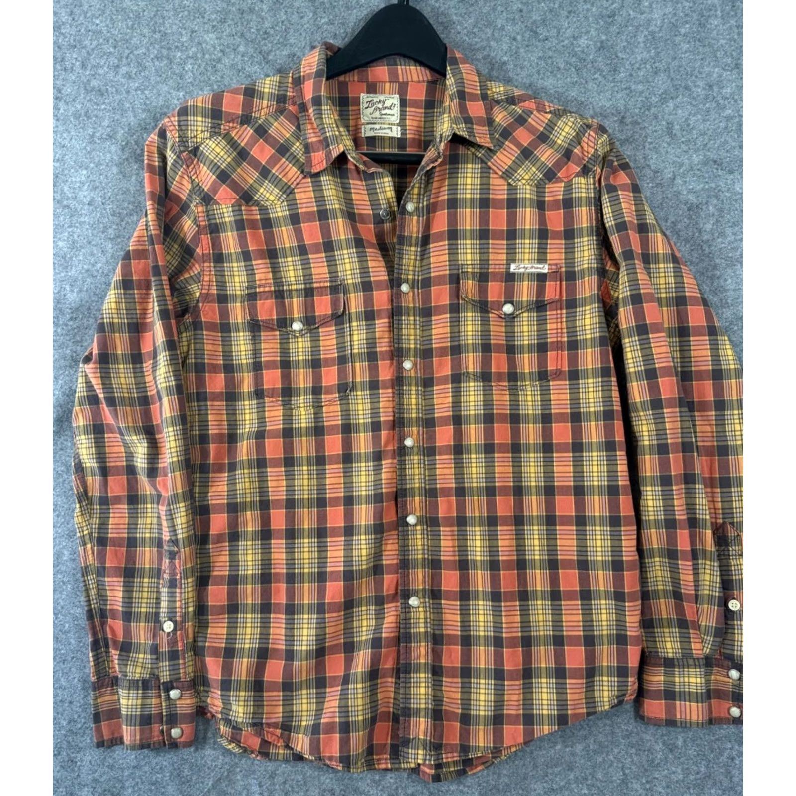 Lucky Brand Lucky Brand Western Shirt Mens M Multicolor Plaid Pearl Snap Front Flap Pocket Long Sleeve Shirts Size US M / EU 48-50 / 2 - 2 Thumbnail
