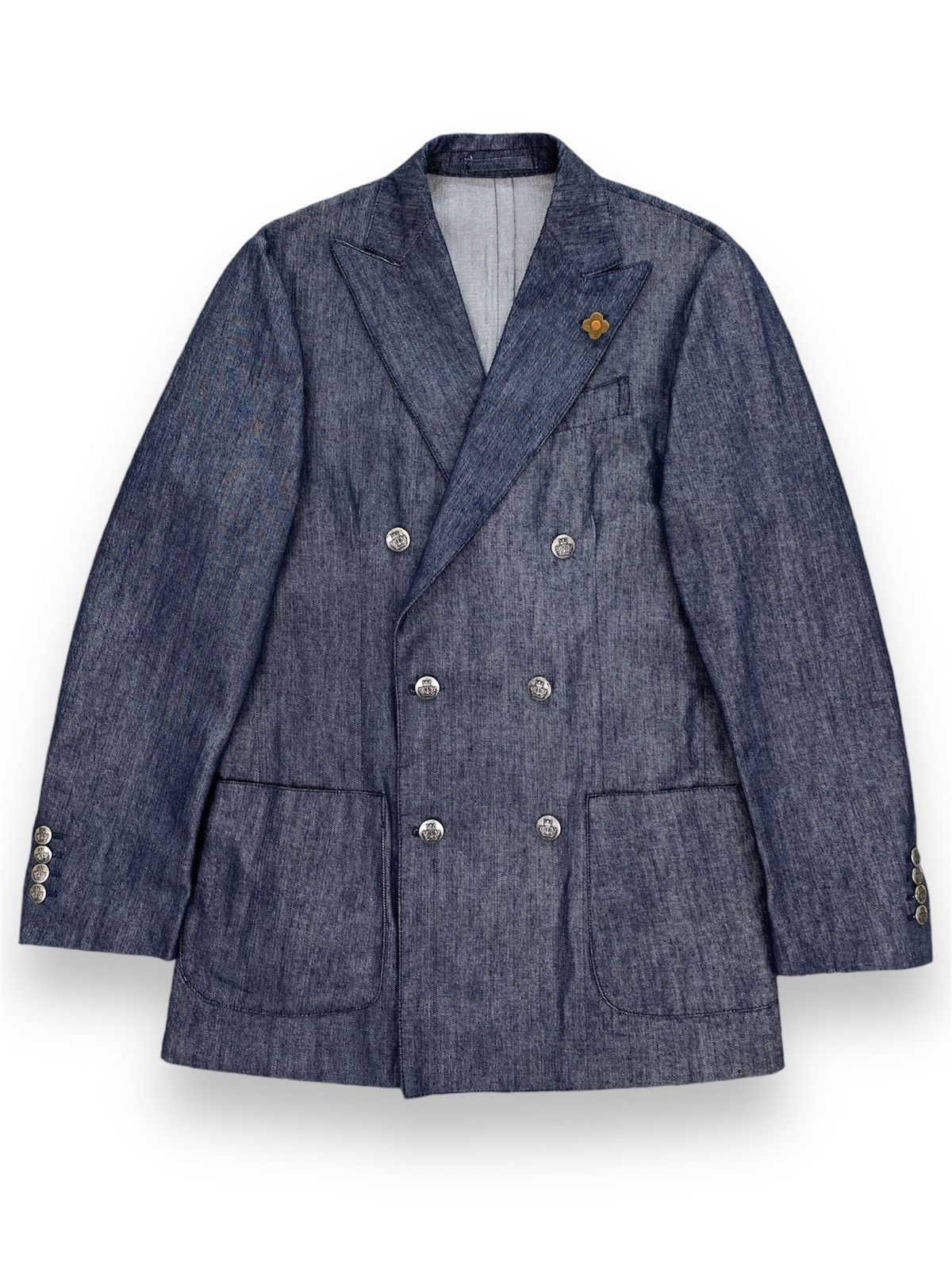 Lardini Lardini Double Breasted Denim Jacket Size US XS / EU 42 / 0 - 1 Thumbnail