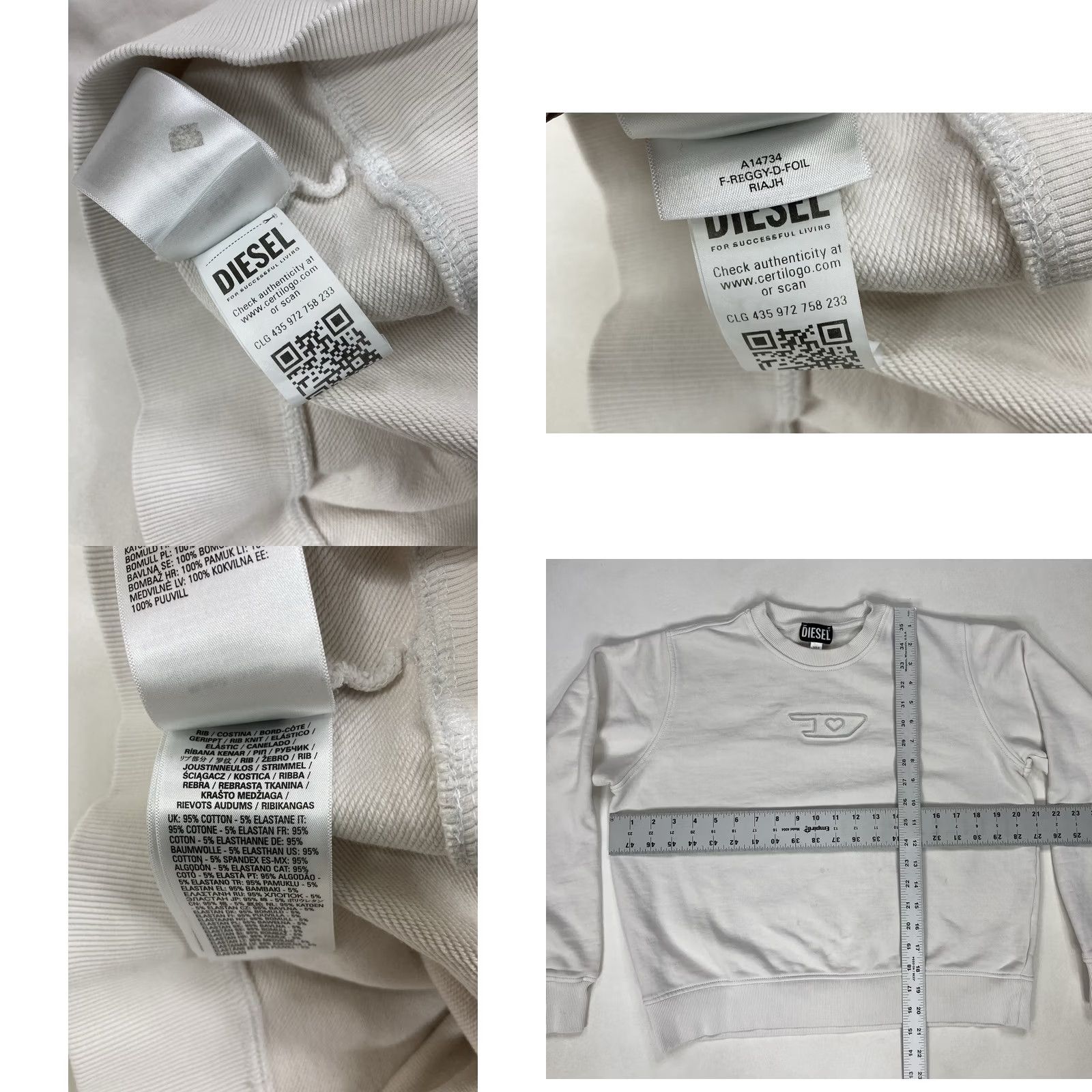 Diesel VINTAGE Diesel Sweatshirt Women Medium White F-Reggy-D-Foil Size M / US 6-8 / IT 42-44 - 8 Thumbnail