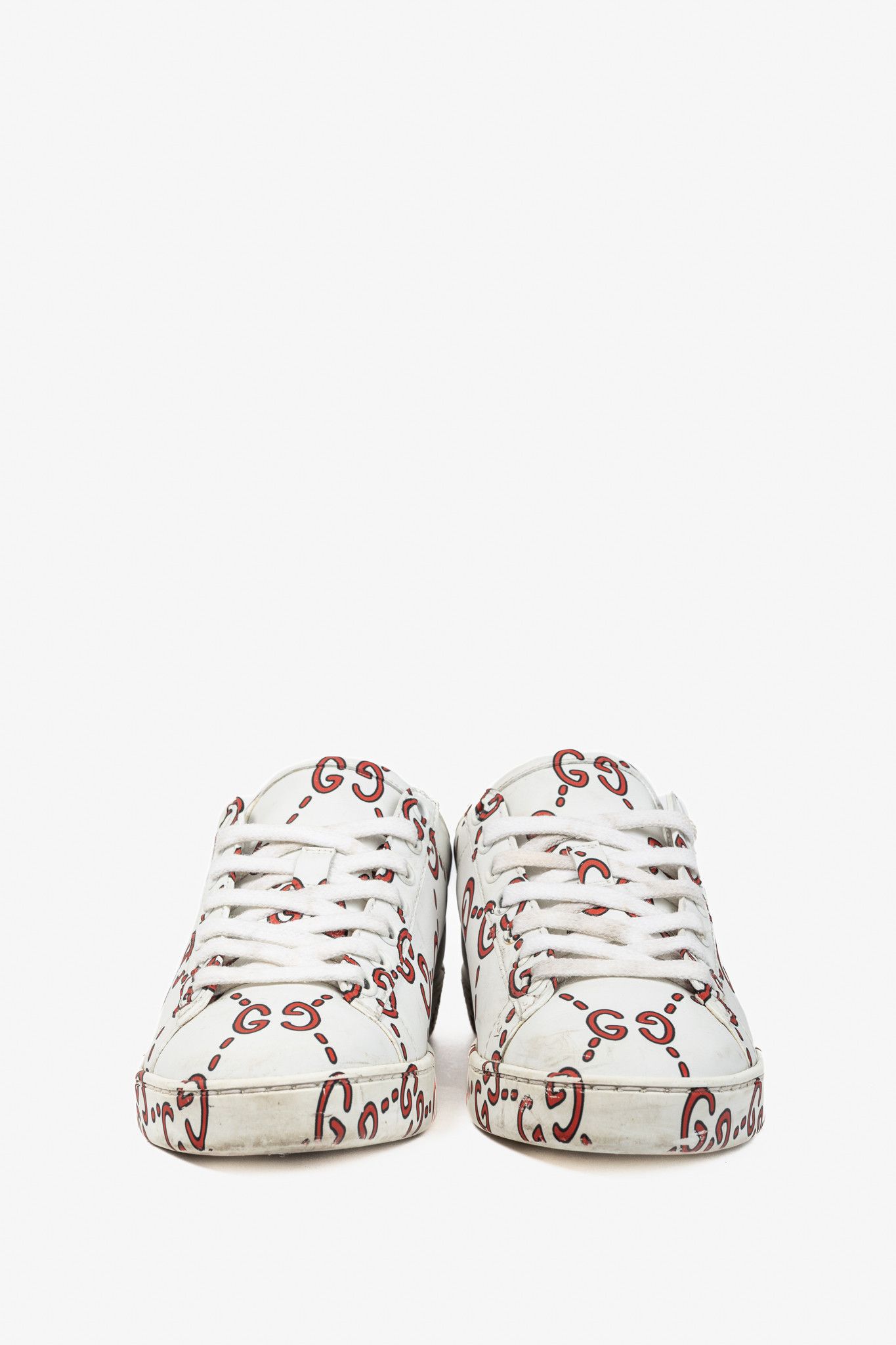 Gucci Gucci Ace White GG Ghost Lace-Up Sneakers Size US 4 / IT 34 - 2 Thumbnail