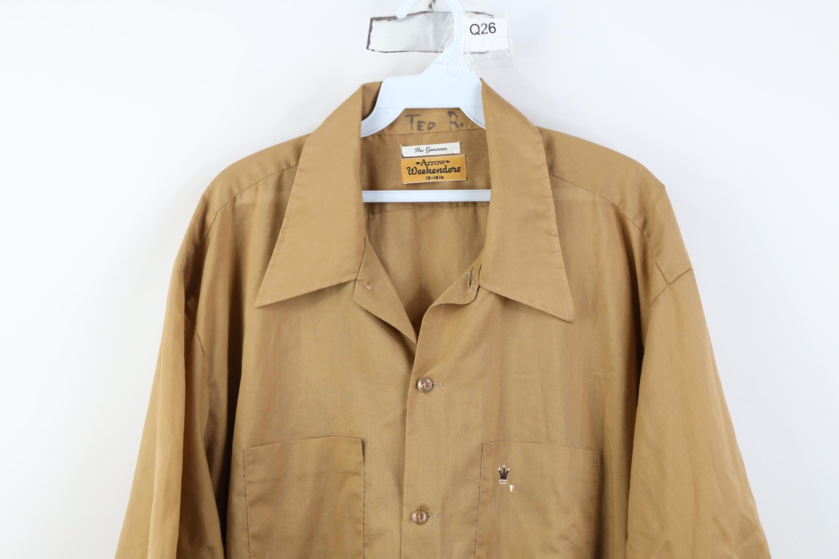 Vintage Vintage 60s Rockabilly Collar Button Shirt Beige Sanforized Size US XXL / EU 58 / 5 - 2 Thumbnail